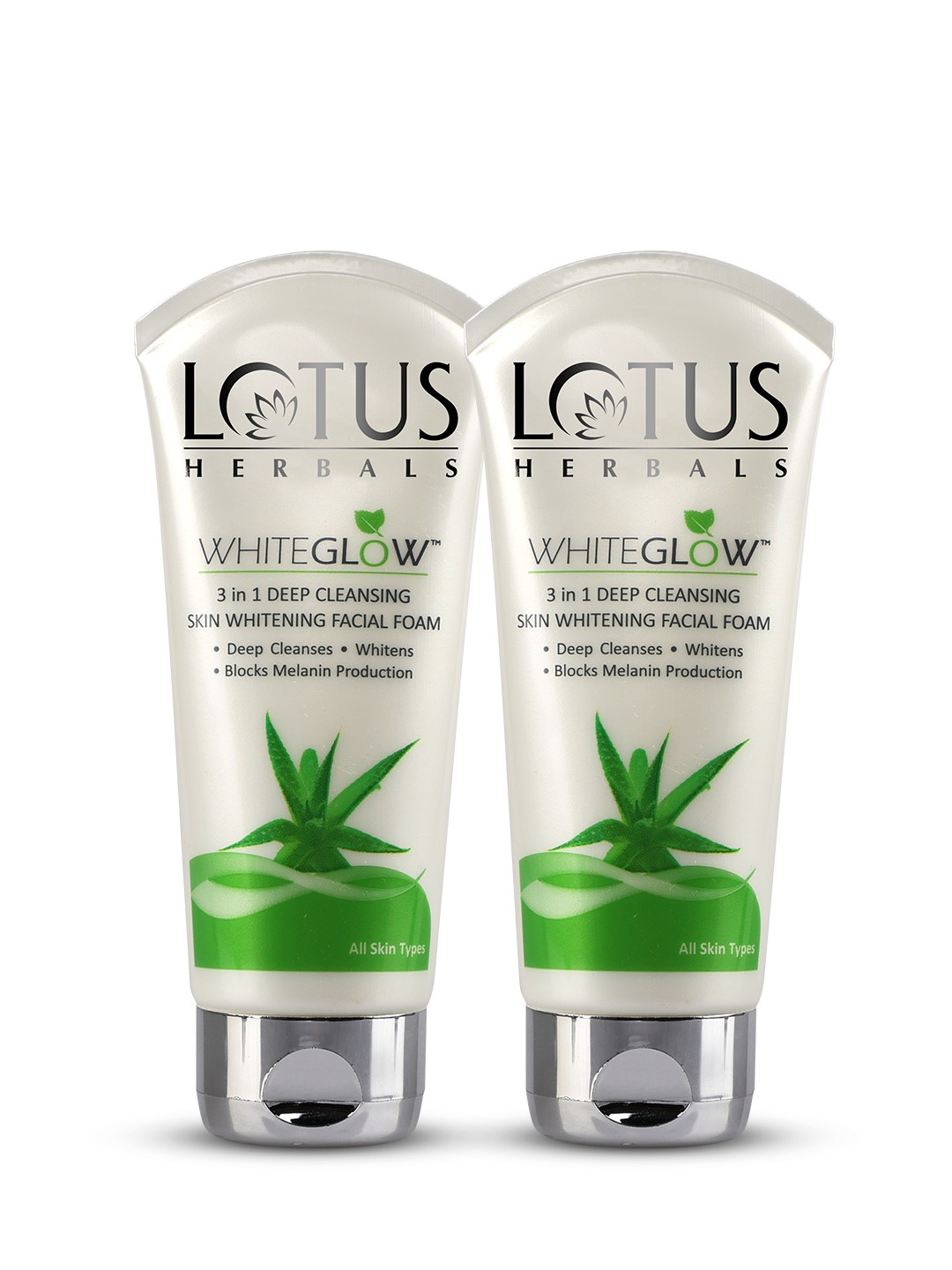 

Lotus Herbals Set of 2 Whiteglow 3-In-1 Deep Cleaning Skin Whitening Facial Foam-100g each, White