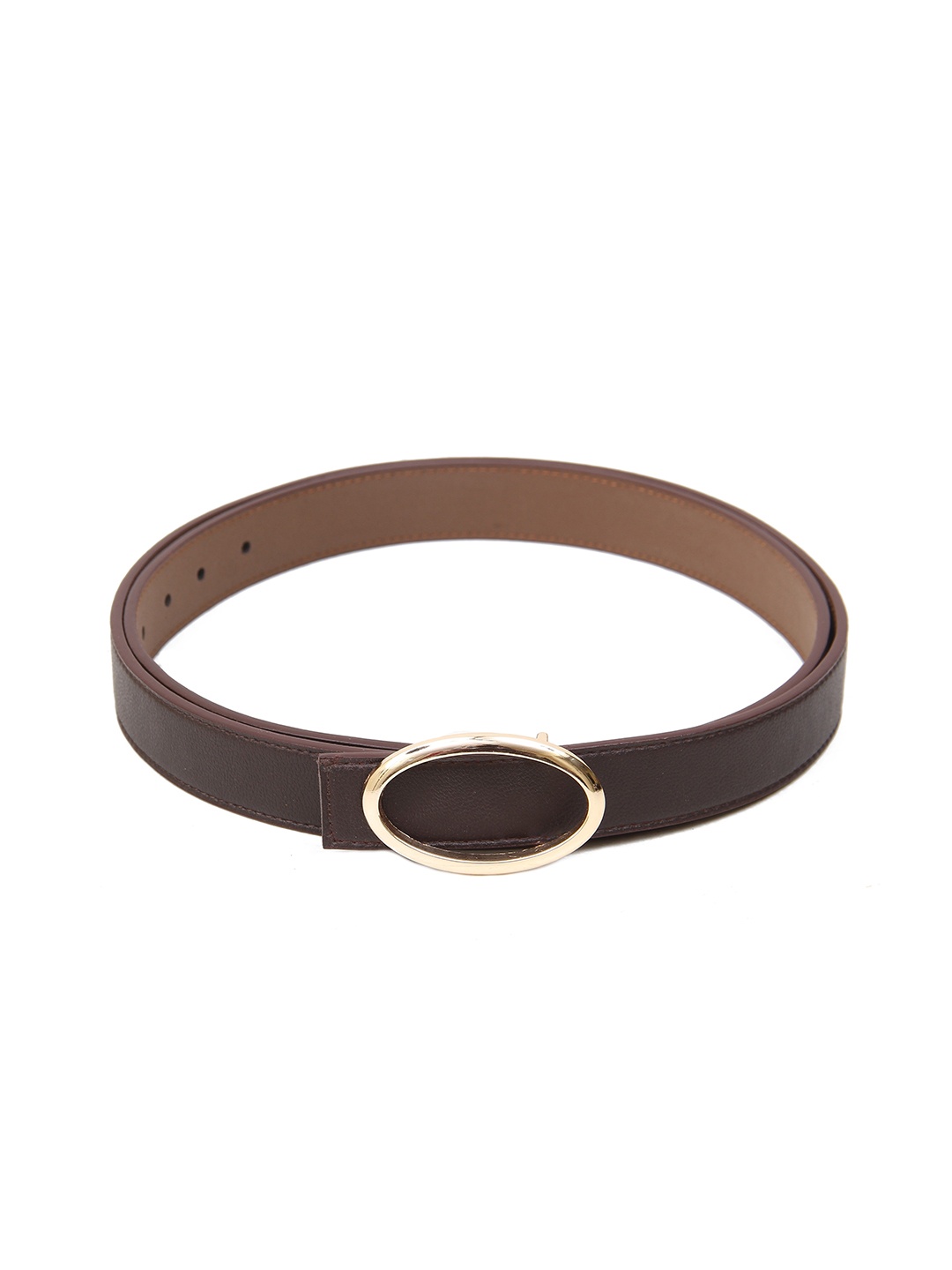 

Calvadoss Women Synthetic Leather Push Pin Slim Belt, Brown