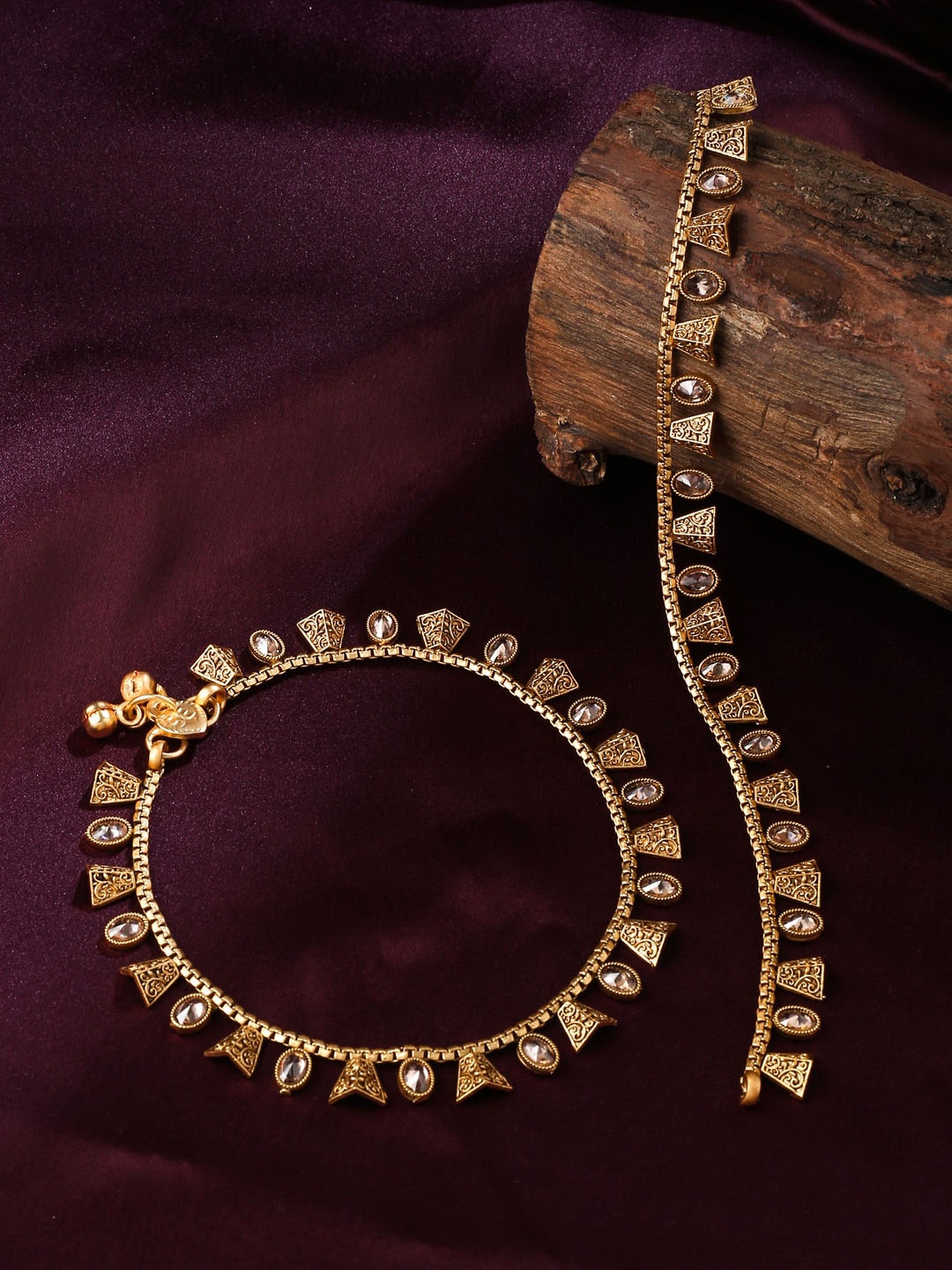

VIRAASI Set Of 2 Gold-Plated Ghungroo Anklets