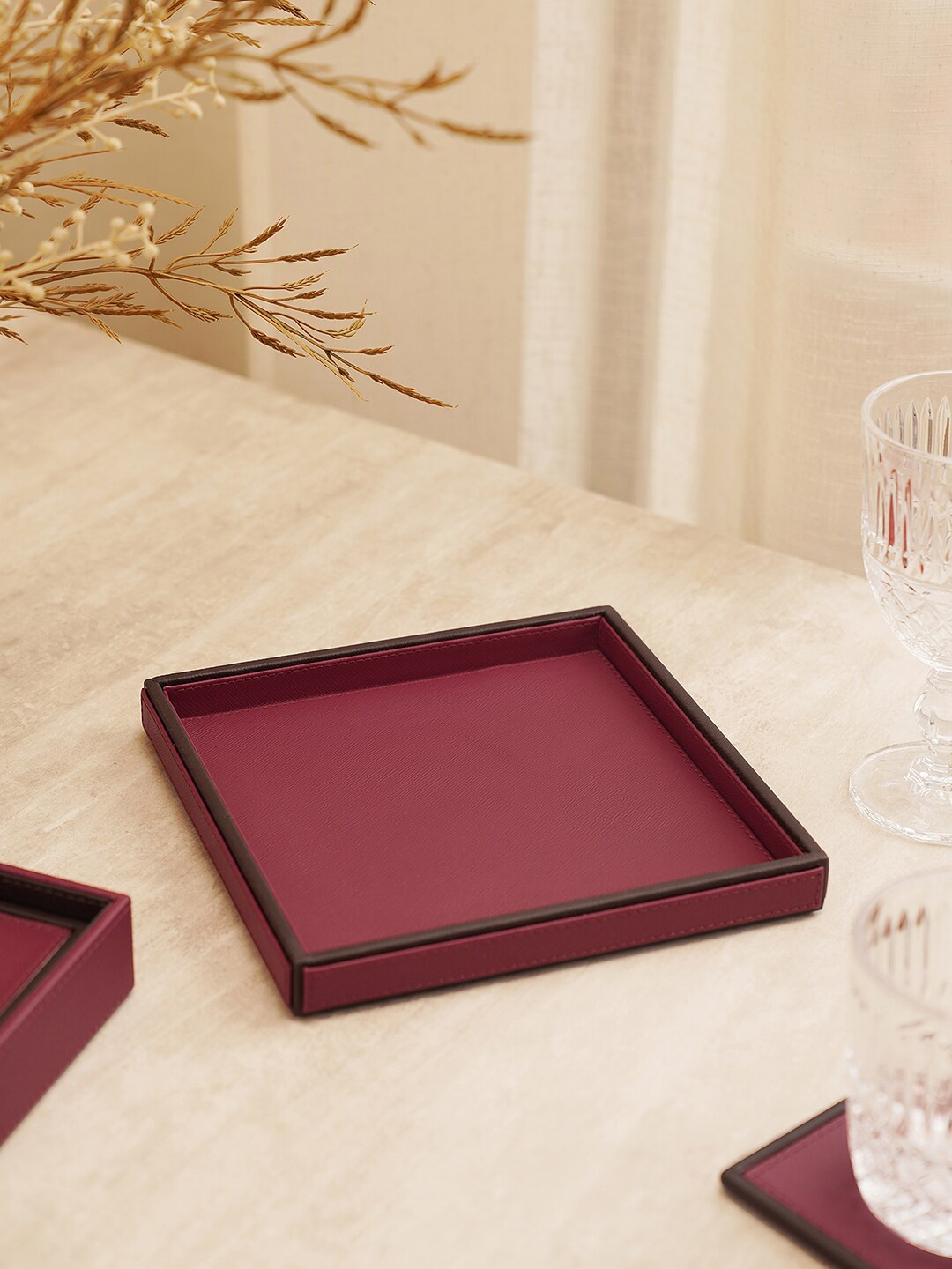 

Pure Home and Living Red Leather Serving Tray