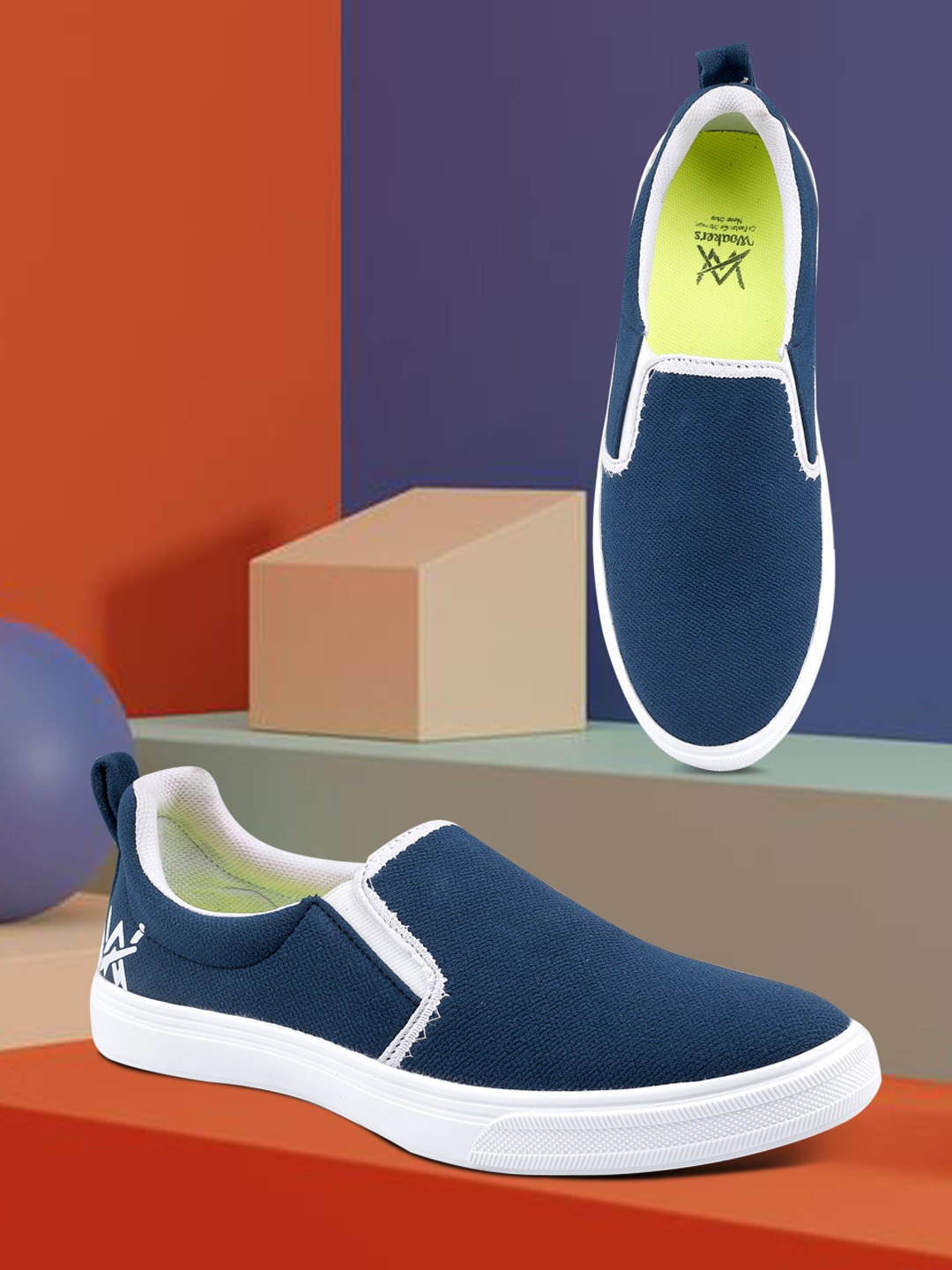 

Woakers Men Textured Waterproof Lining Slip-On Sneakers, Navy blue