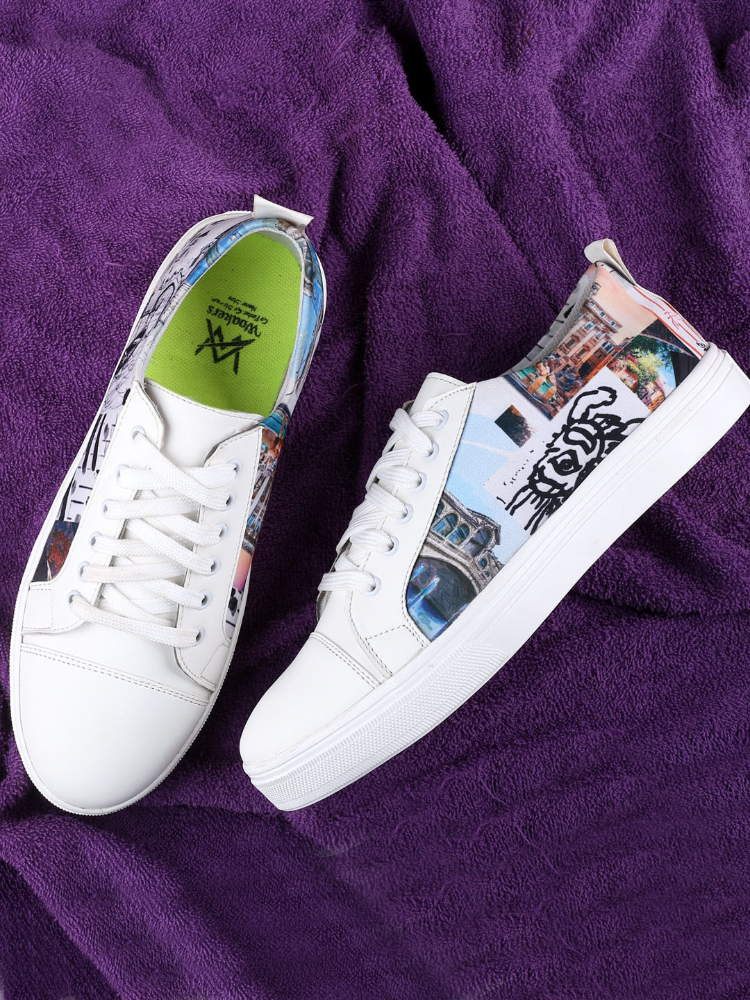 

Woakers Men Printed Waterproof Lining Sneakers, White