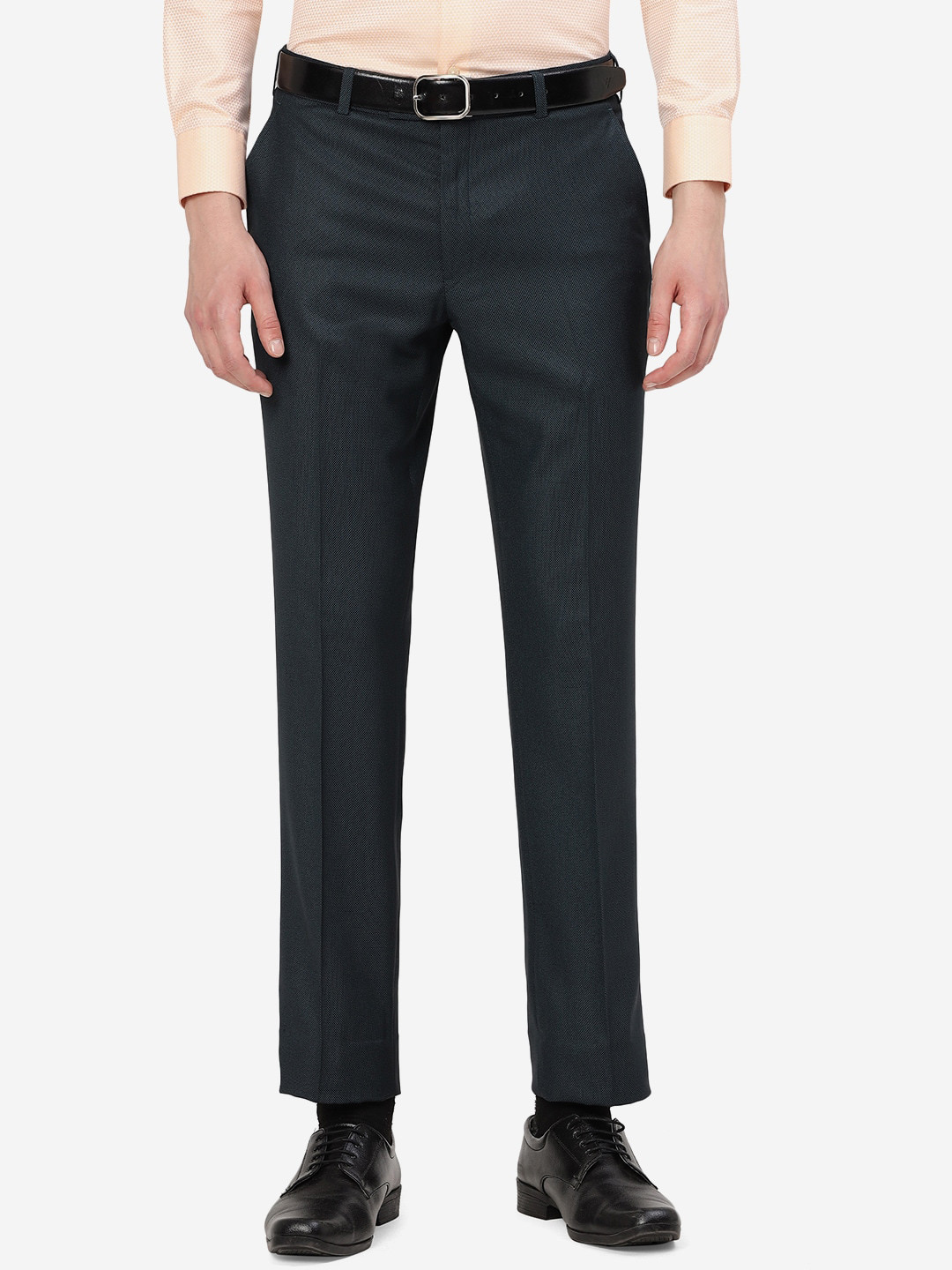 

JADE BLUE Men Mid - Rise Tailored Fit Formal Trousers, Green