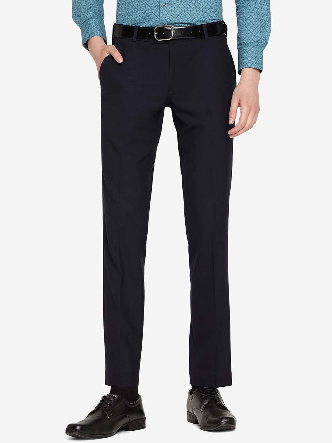 

JADE BLUE Men Mid - Rise Tailored Super Slim Fit Formal Trousers