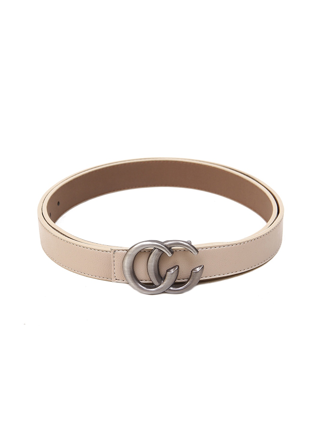 

Calvadoss Women Textured Belt With Push Pin, Beige