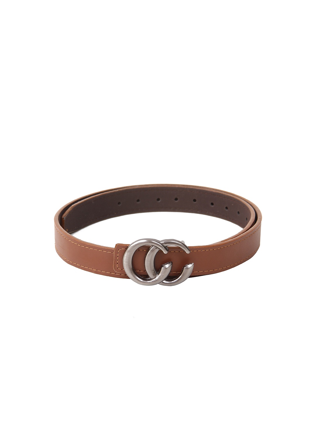 

Calvadoss Women Textured Belt With Push Pin, Tan