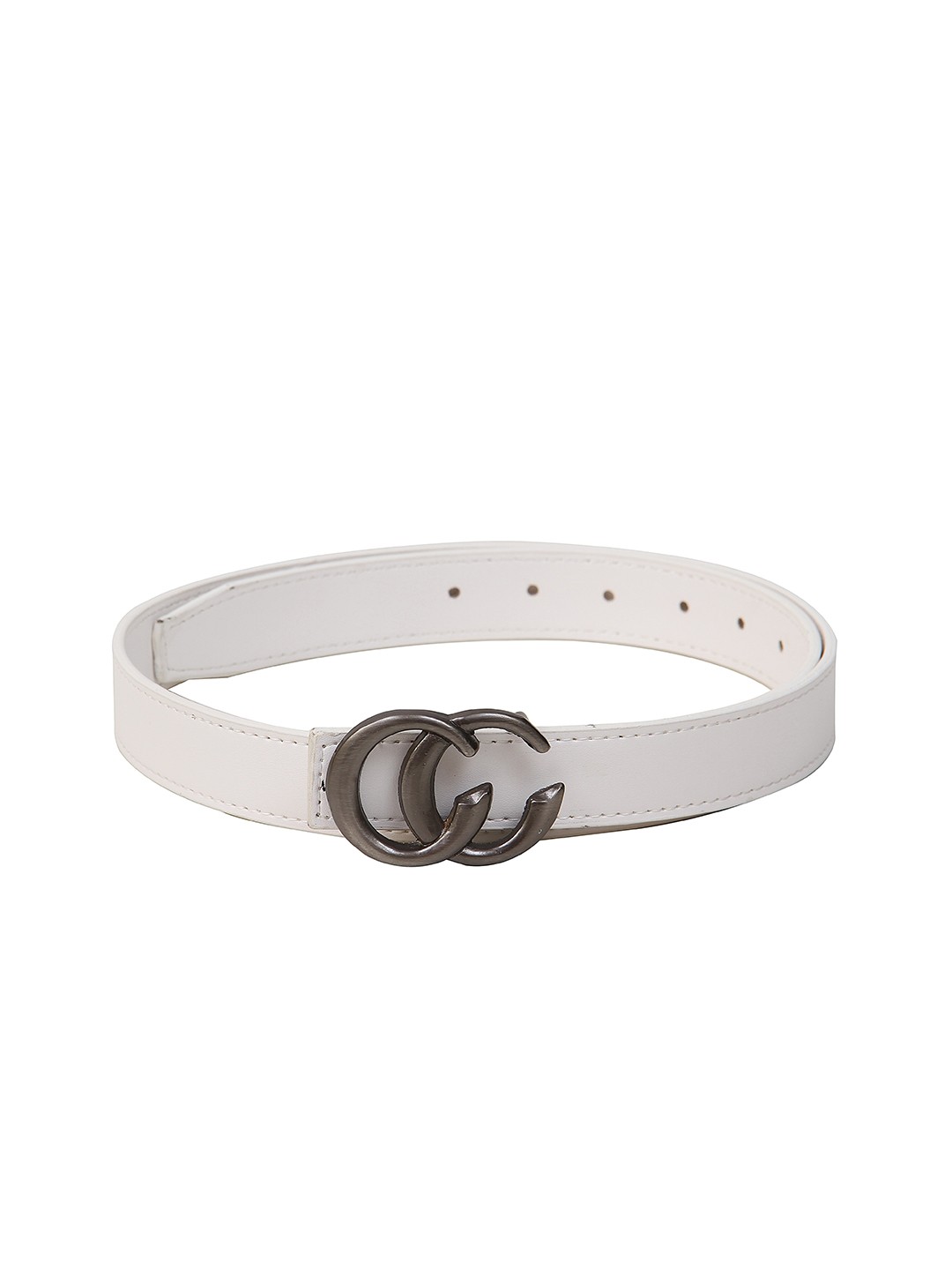

Calvadoss Women Textured Belt With Push Pin, White