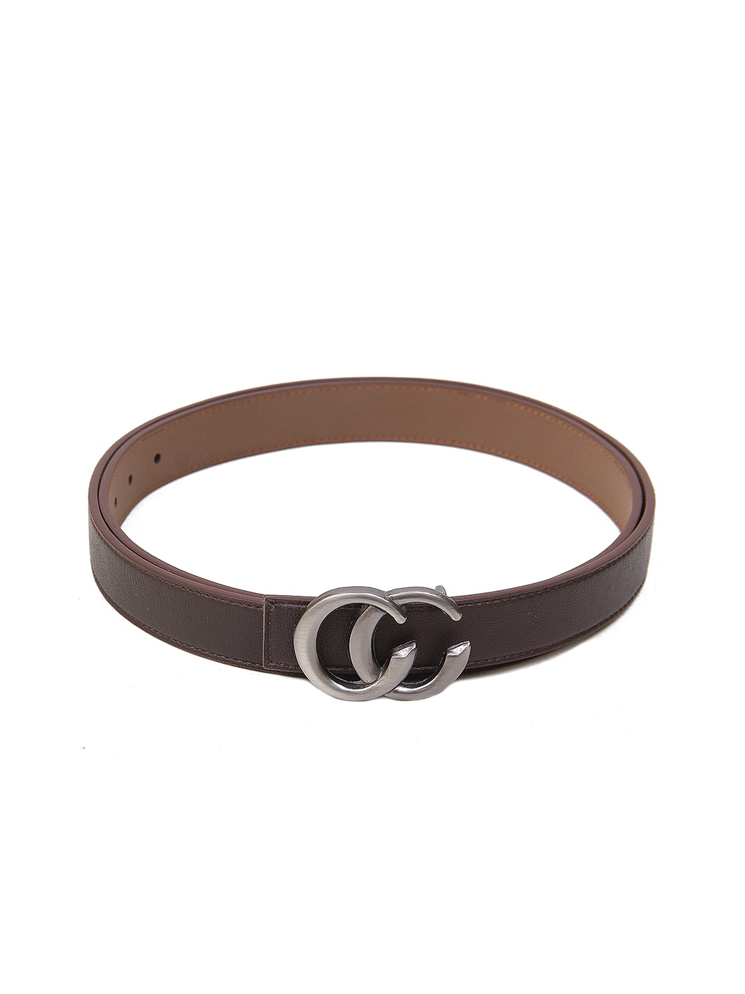 

Calvadoss Women Textured Belt With Push Pin, Brown