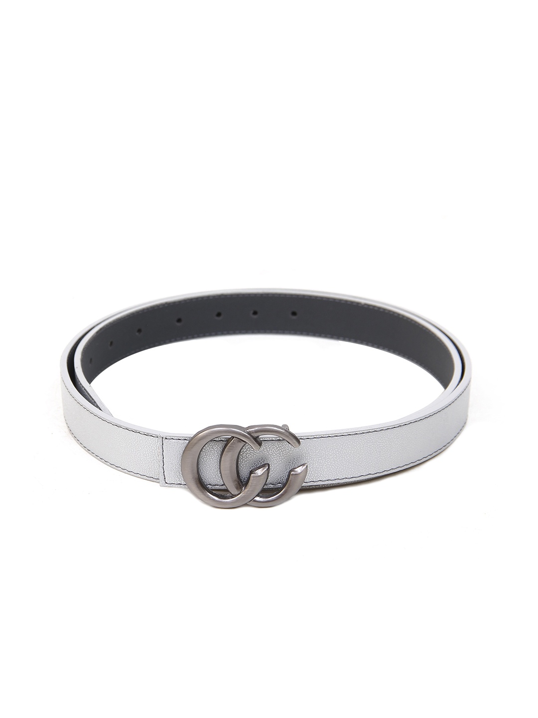 

Calvadoss Women Textured Belt With Push Pin, Silver