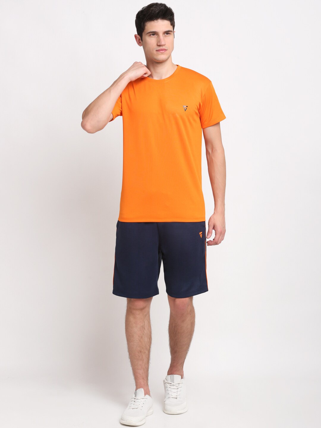 

GRIFFEL Men Round Neck T-shirt with Shorts Co-Ords, Orange