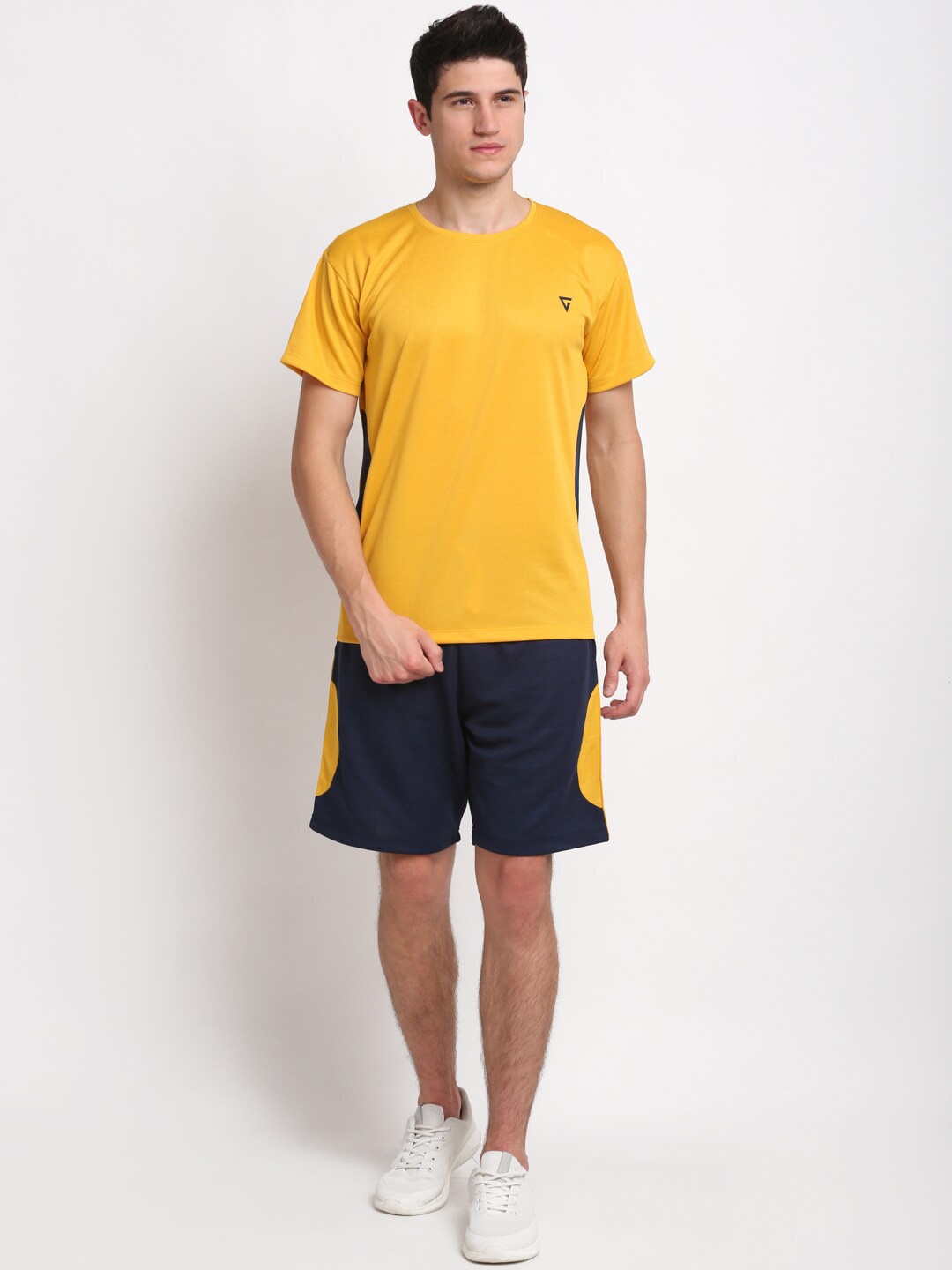 

GRIFFEL Men T-shirt with Shorts Co-Ords, Mustard