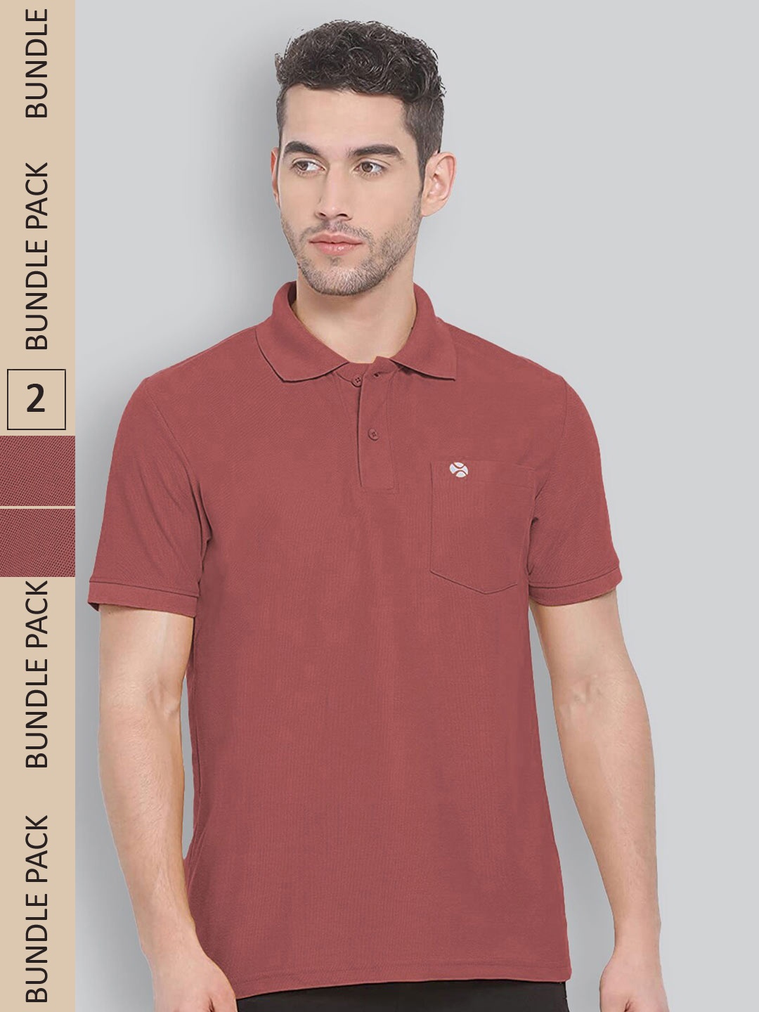 

LUX NITRO Pack Of 2 Polo Collar Anti Odour T-shirt, Brown
