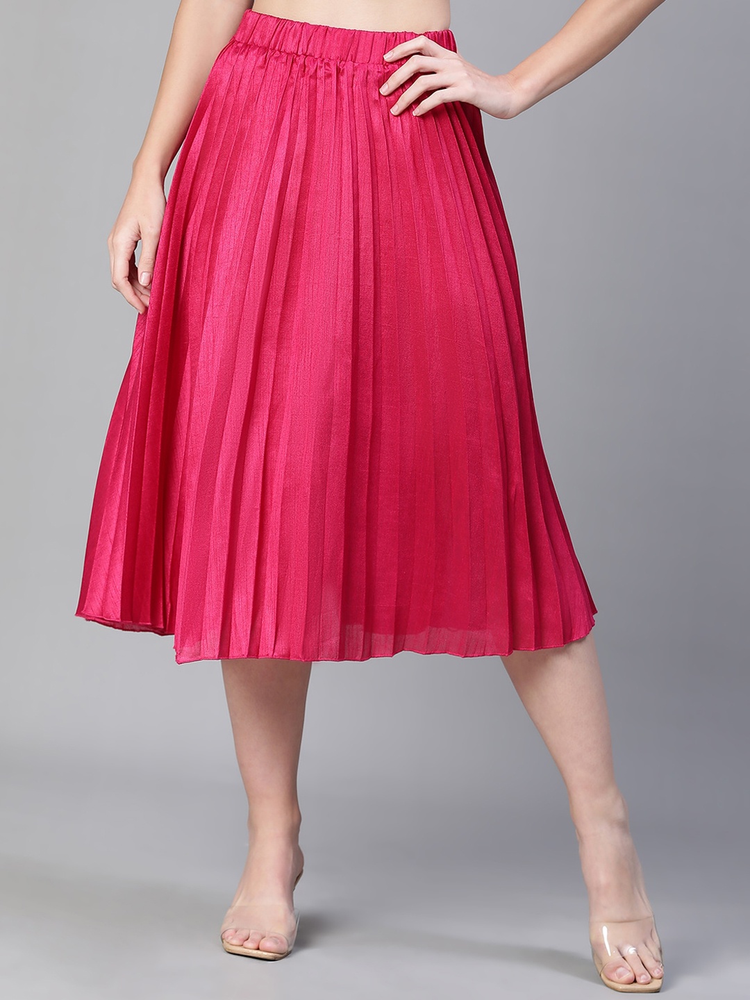

Oxolloxo Accordion Pleated Flared Skirt, Pink