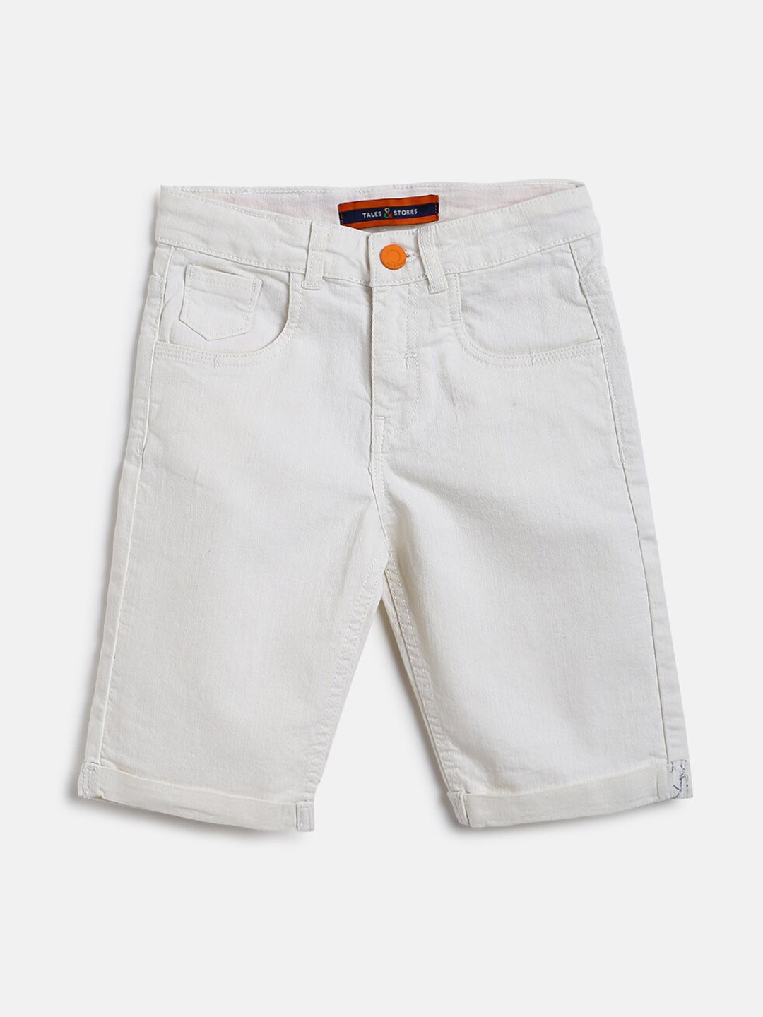 

TALES & STORIES Boys Mid-Rise Cotton Lycra Denim Shorts, White