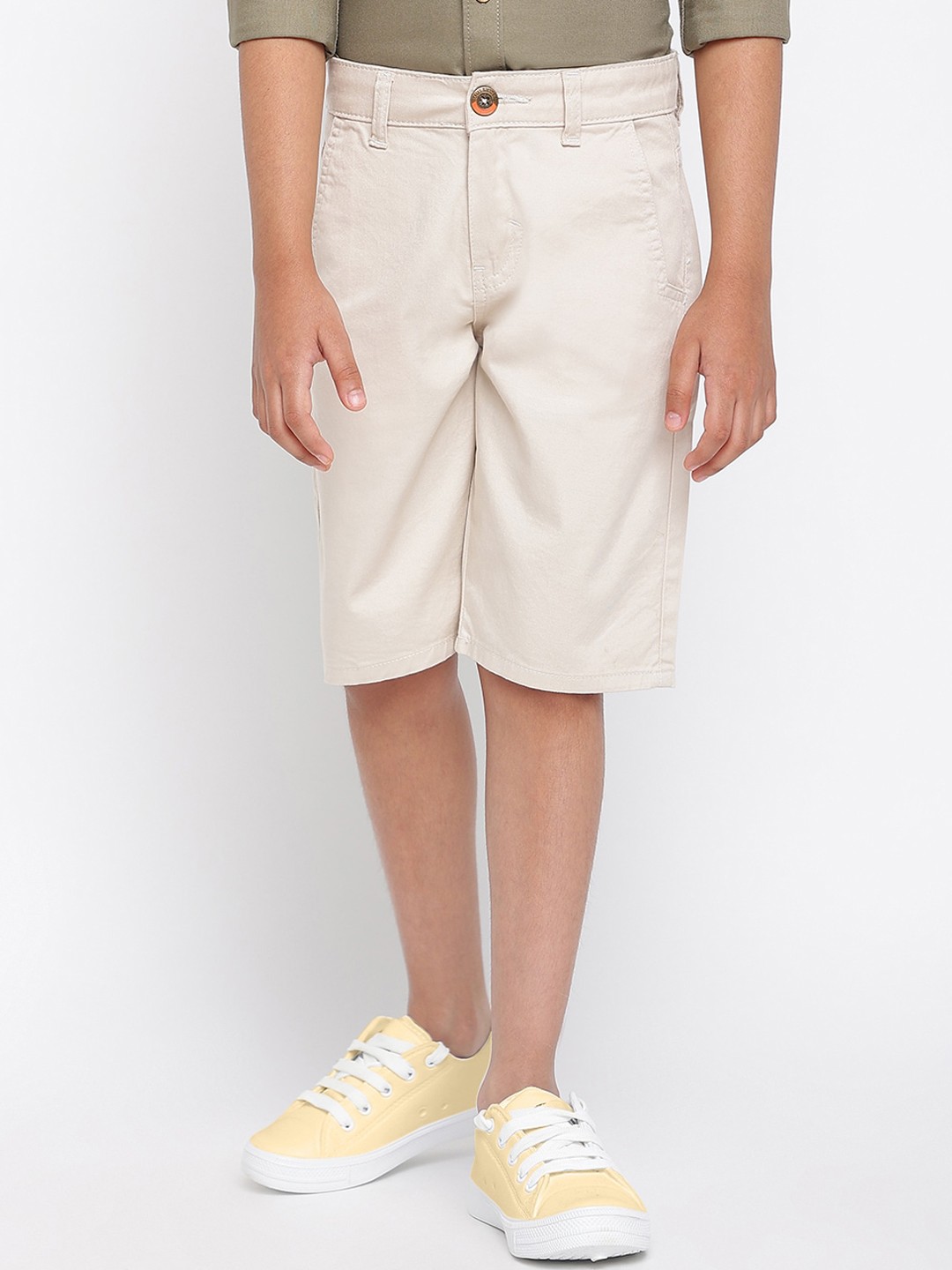 

TALES & STORIES Boys Mid-Rise Cotton Lycra Shorts, Beige