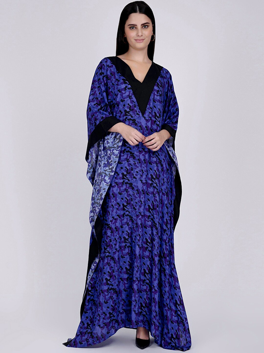 

First Resort by Ramola Bachchan V-Neck Printed Kaftan Dress, Blue