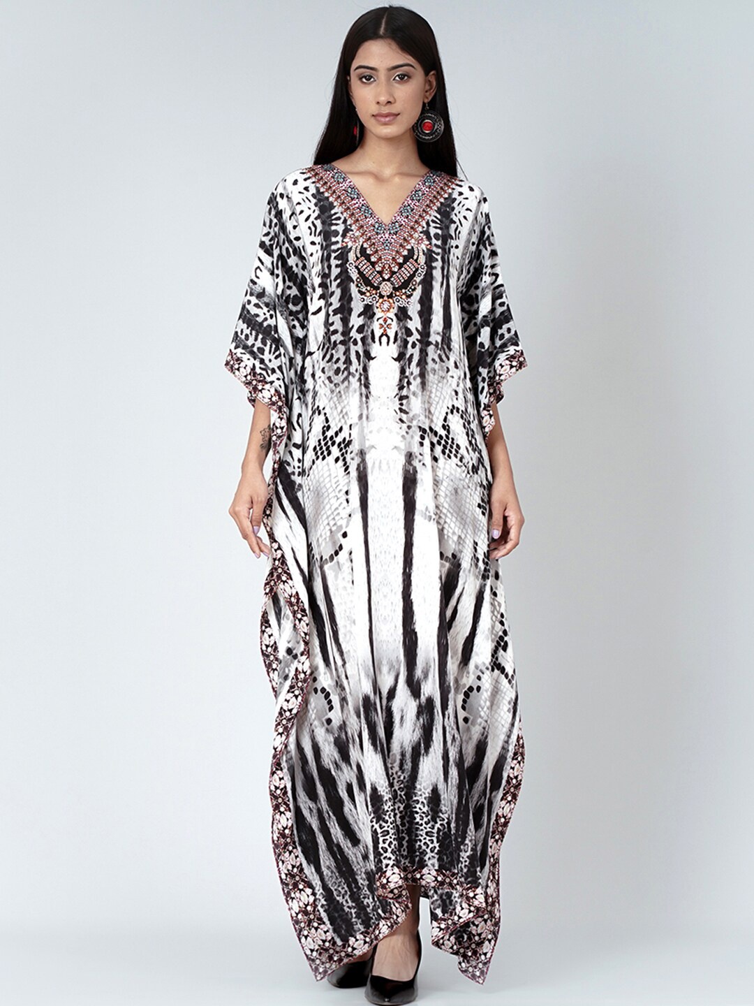 

First Resort by Ramola Bachchan Animal Printed Crepe Kaftan Maxi Dress, Black