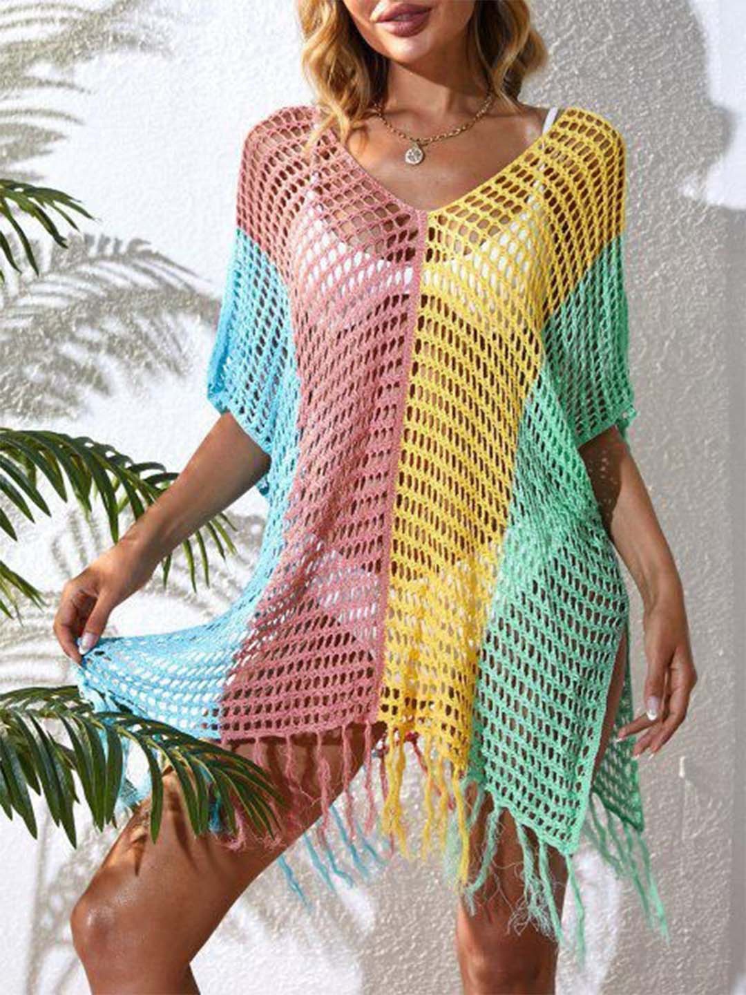 

Addery Medium Coverage Side Slits Handmade Crotchet Sarong, Yellow