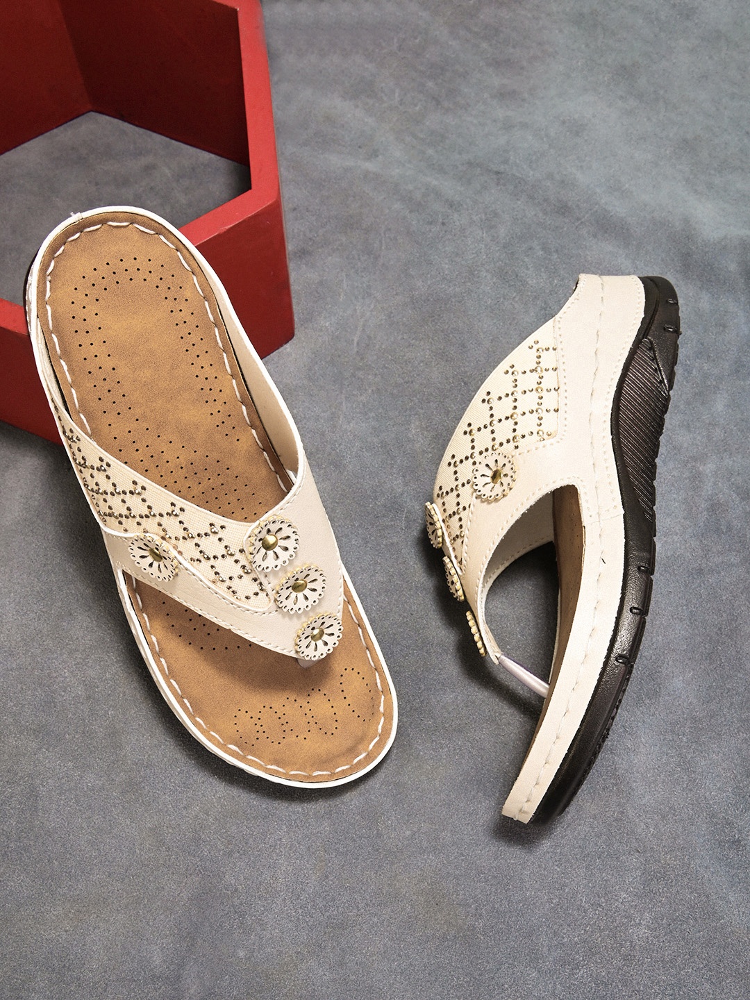 

BOOTCO Embellished Comfort Heels, Cream