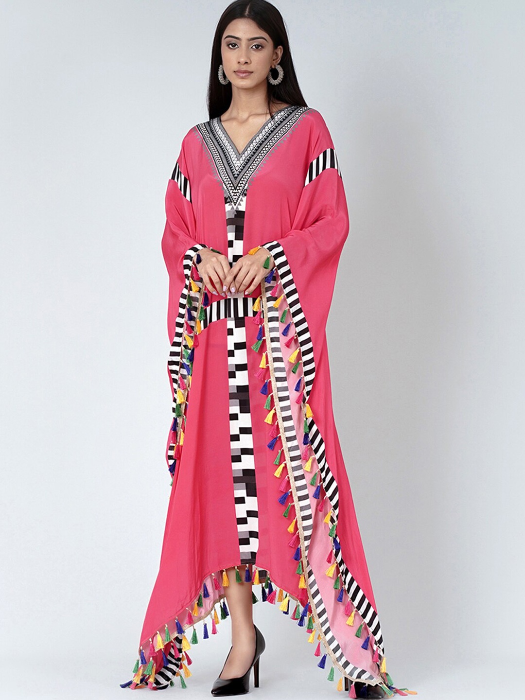 

First Resort by Ramola Bachchan Geometric Printed Crepe Maxi Dress, Pink