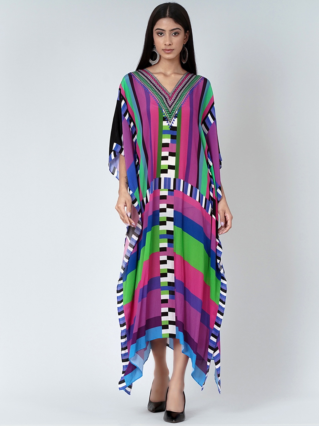 

First Resort by Ramola Bachchan Geometric Print Crepe Maxi Dress, Purple