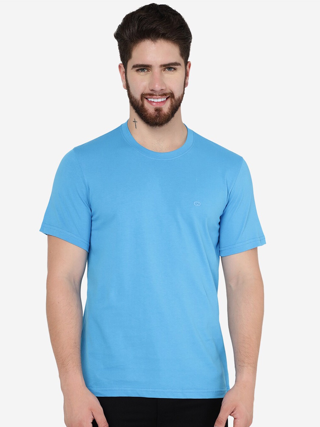 

JADE BLUE Round Neck Pure Cotton Slim Fit T-Shirt