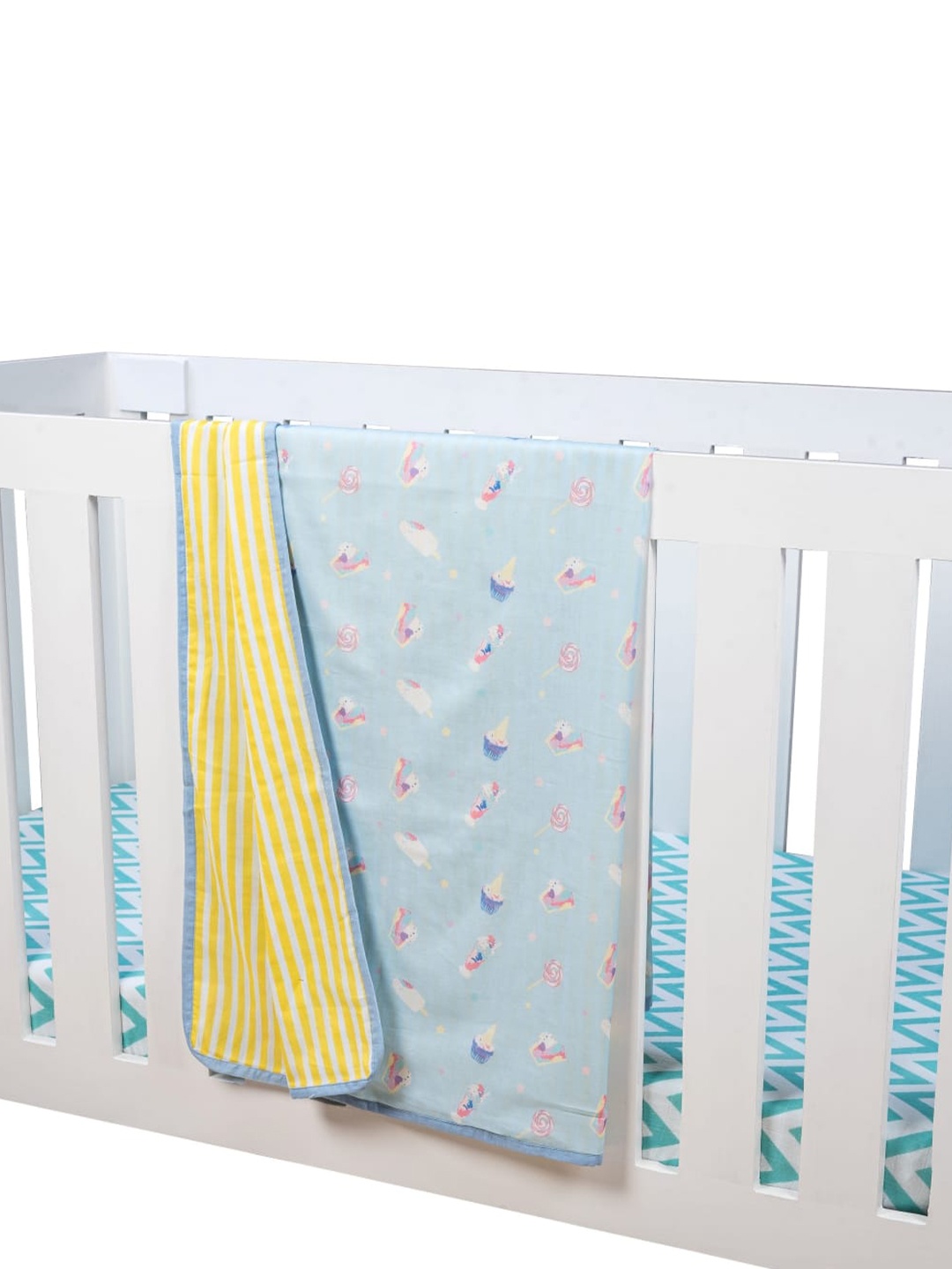 

THEONI Sugar Pop Kids Blue & Yellow AC Room 150 GSM Organic Cotton Single Bed Blanket