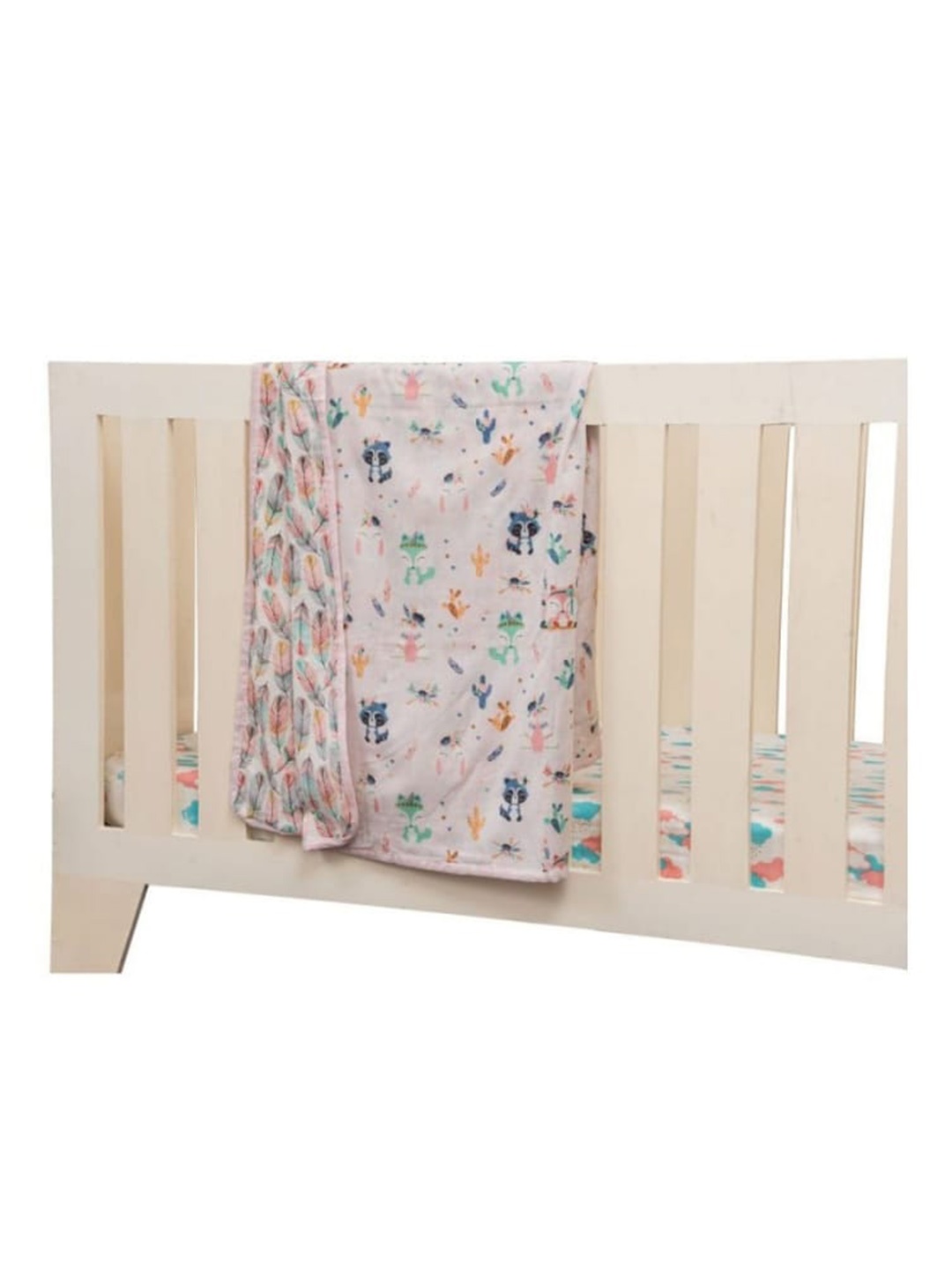 

THEONI Peach-Coloured & Blue Cotton AC Room 150 GSM Single Bed Dohar