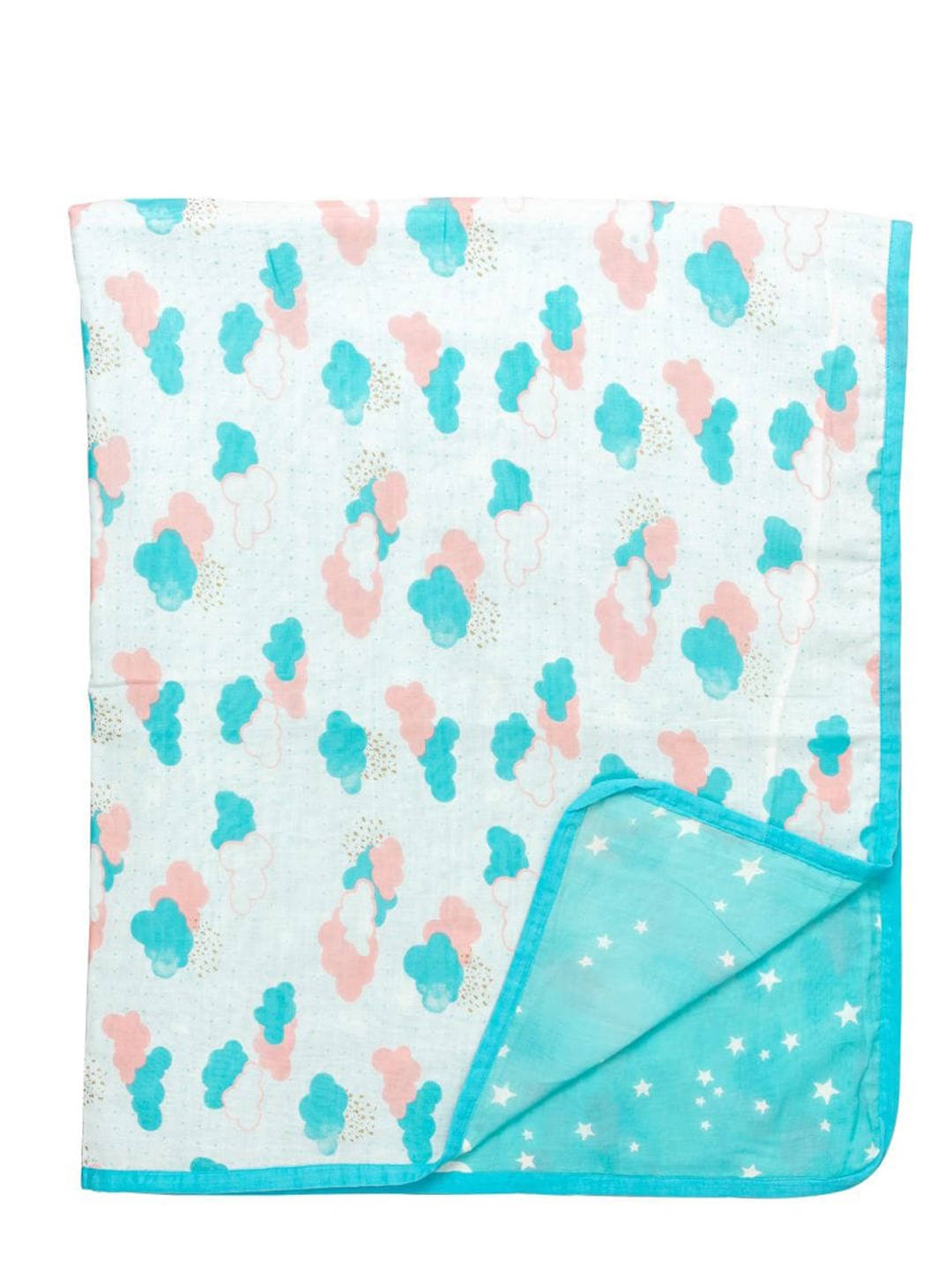 

THEONI Miami Skies Kids Blue & White AC Room 150 GSM Organic Cotton Single Bed Blanket