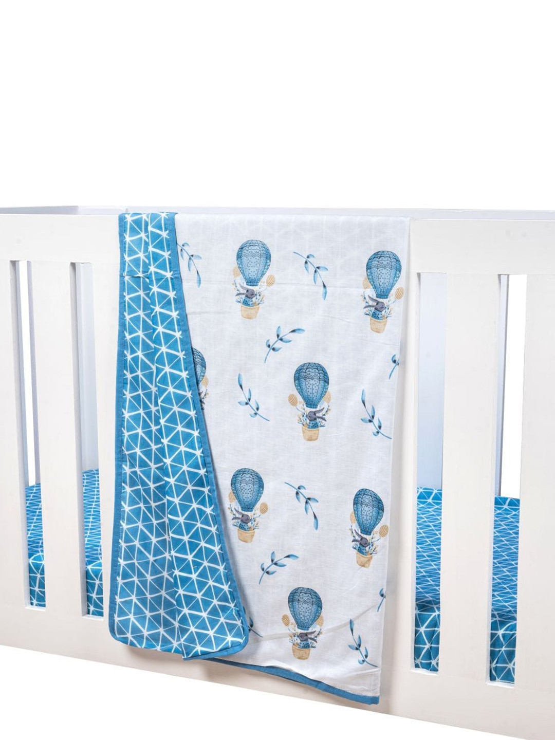 

THEONI Cappadocia Dreams Kids Blue AC Room 150 GSM Organic Cotton Single Bed Blanket