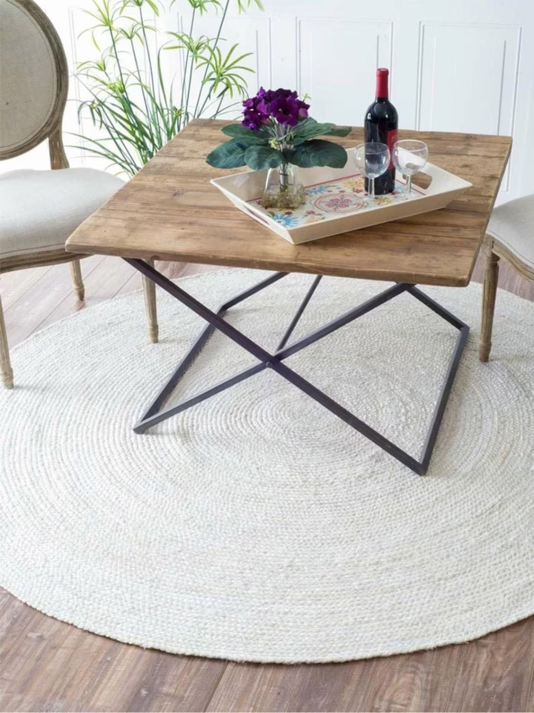 

THE HANDMADE FLAIR White Self-Designed Carpet