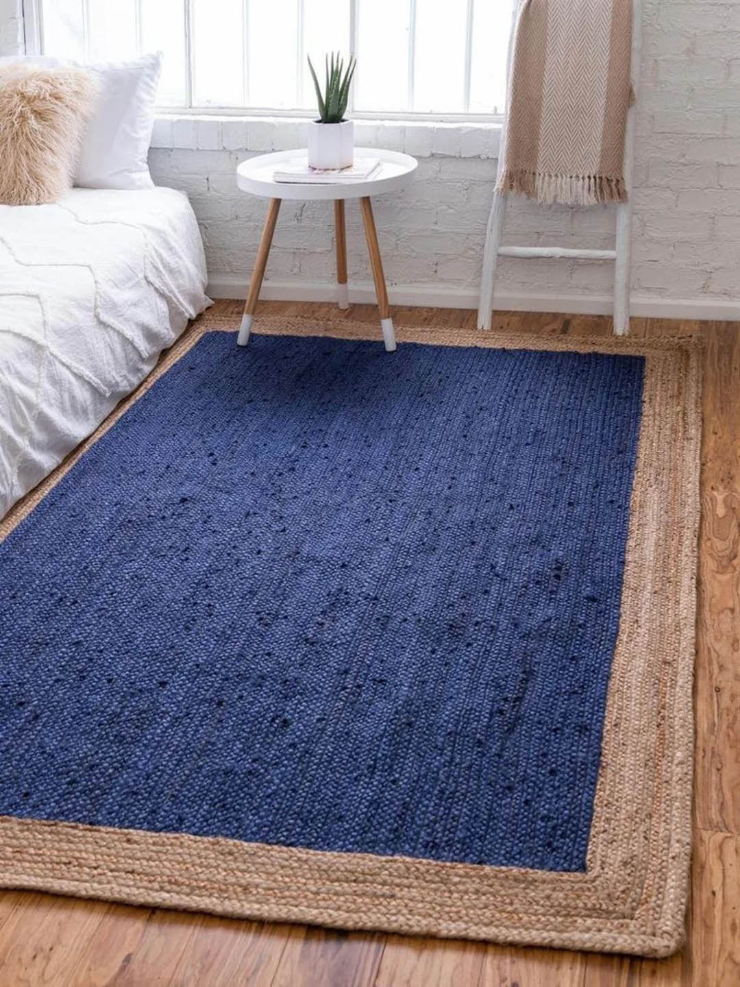 

THE HANDMADE FLAIR Blue & Brown Braided Jute Rectangular Rug