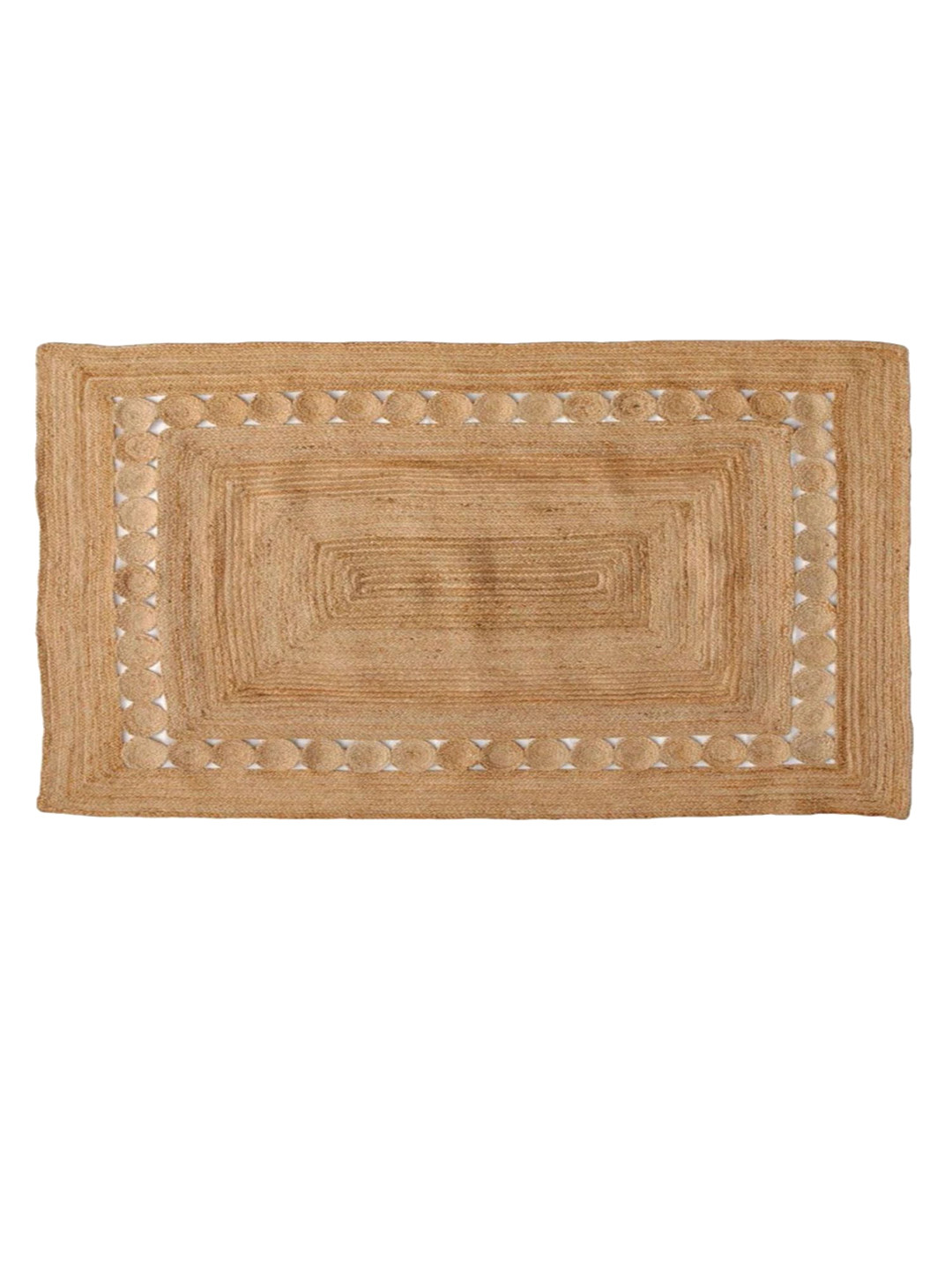 

THE HANDMADE FLAIR Beige Self-Design Jute Floor Carpet