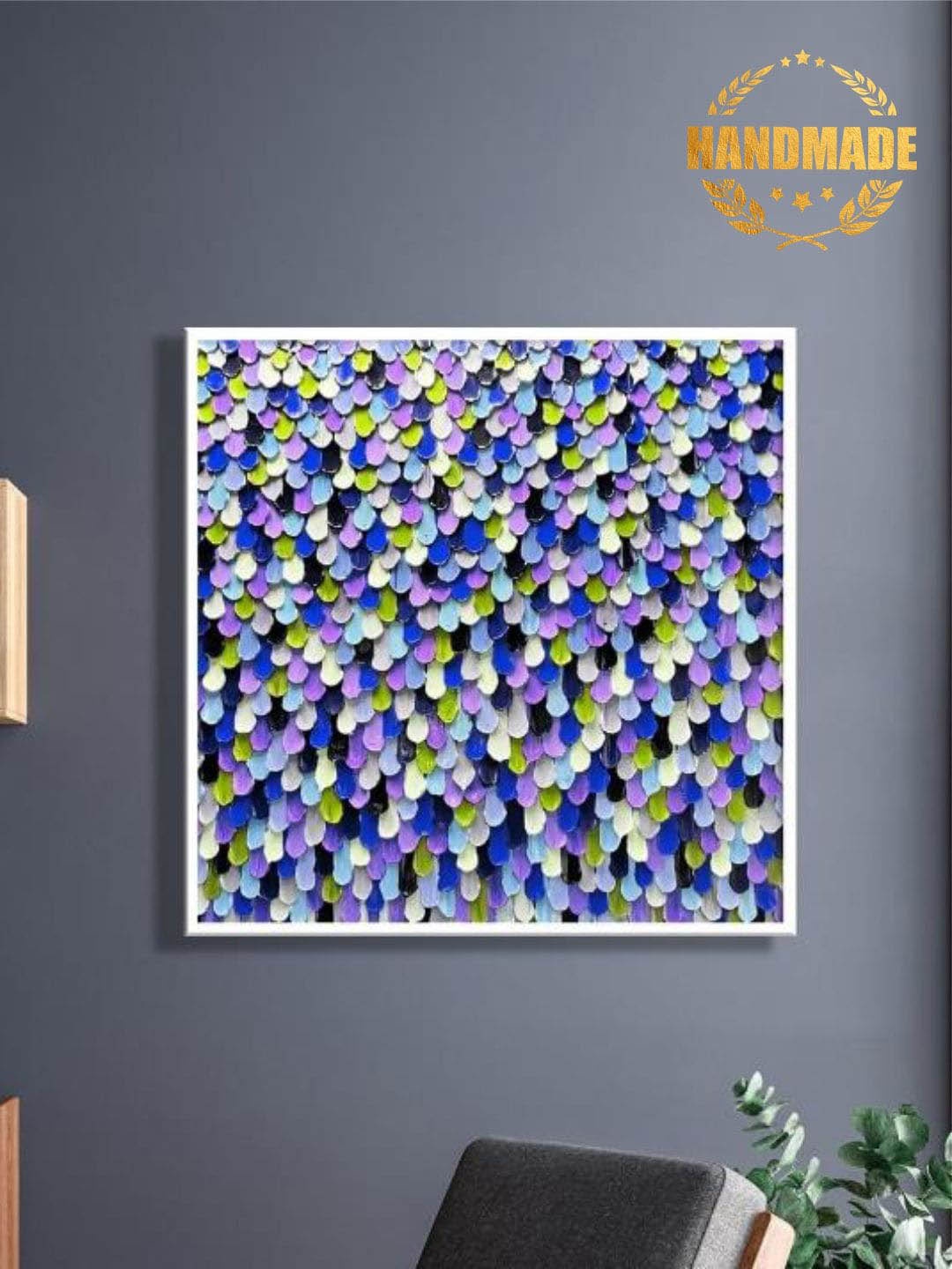 

THE HANDMADE FLAIR Blue Abstract Painting Wall Art