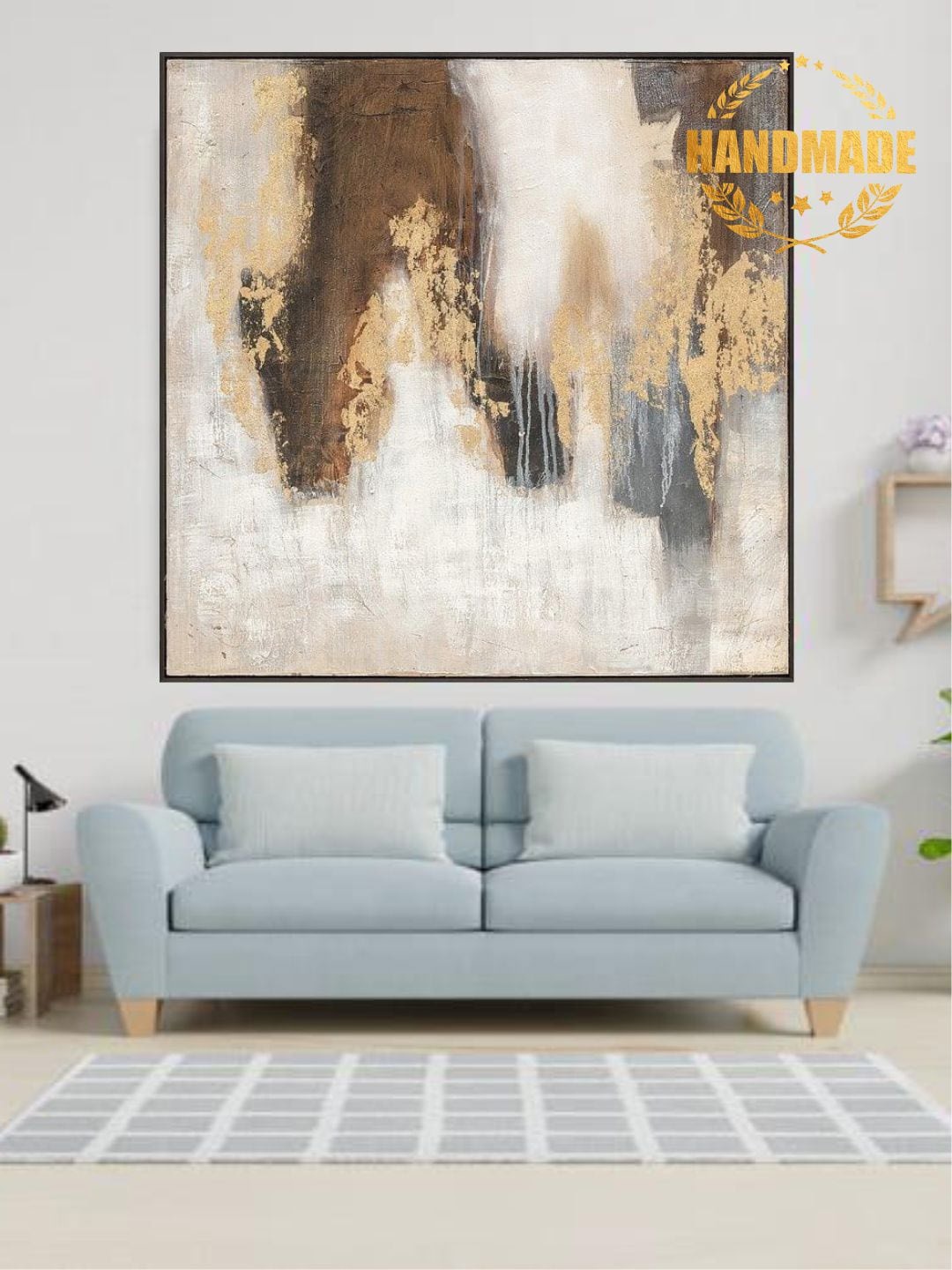 

THE HANDMADE FLAIR Brown & Beige Abstract Painting Wall Art