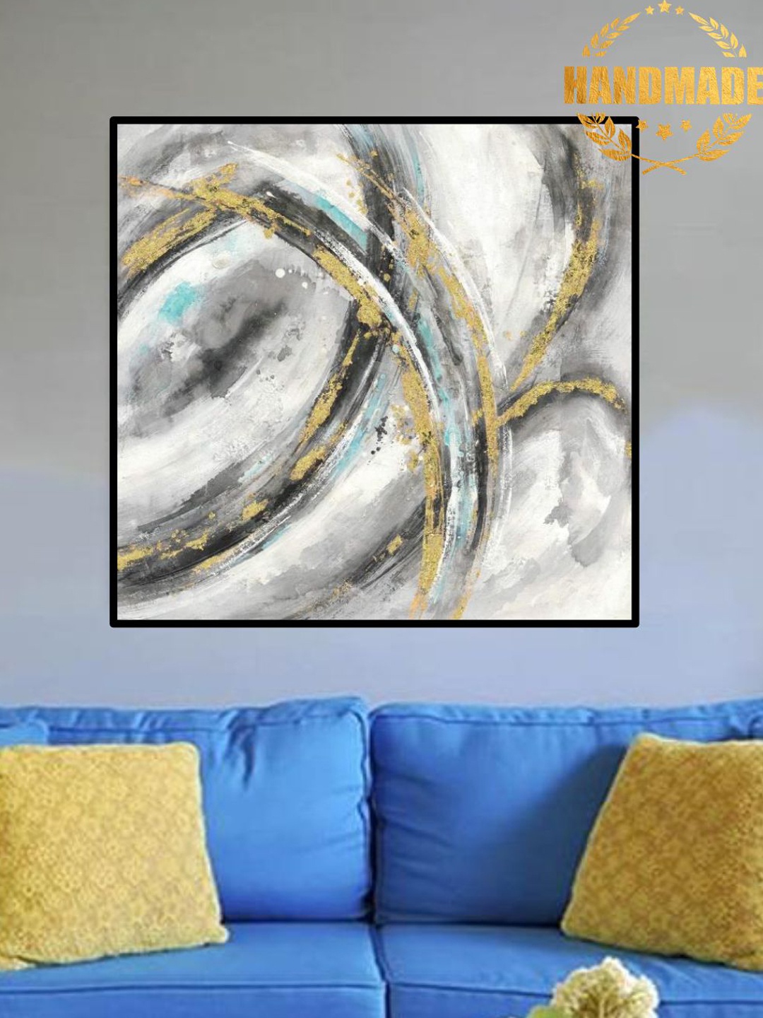 

THE HANDMADE FLAIR Grey & Brown Abstract Painted Wall Art