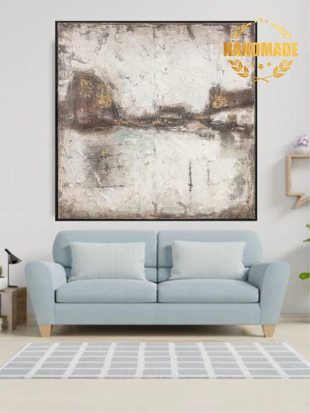 

THE HANDMADE FLAIR Brown Abstract Painting Wall Art, Beige