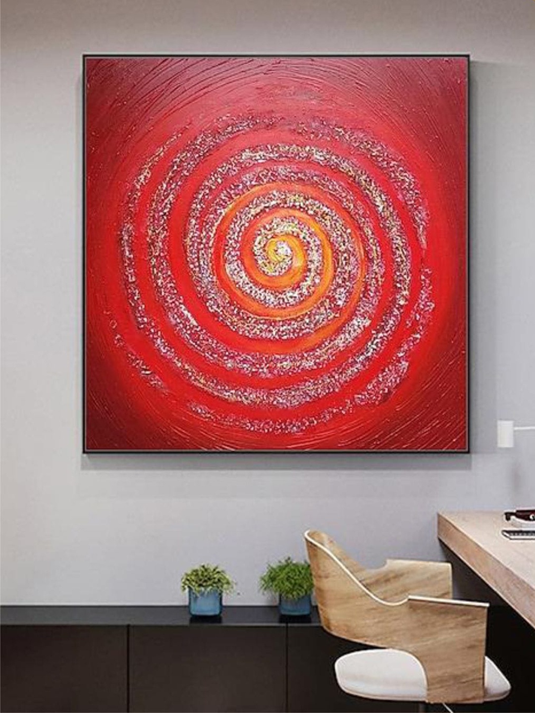 

THE HANDMADE FLAIR Red Abstract Painting Wall Art