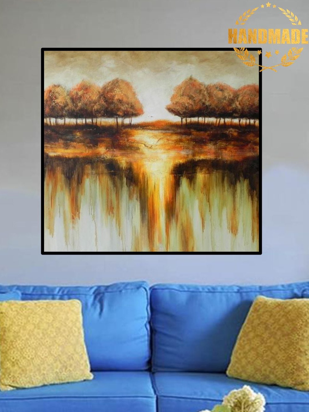 

THE HANDMADE FLAIR Brown Abstract Painting Wall Art