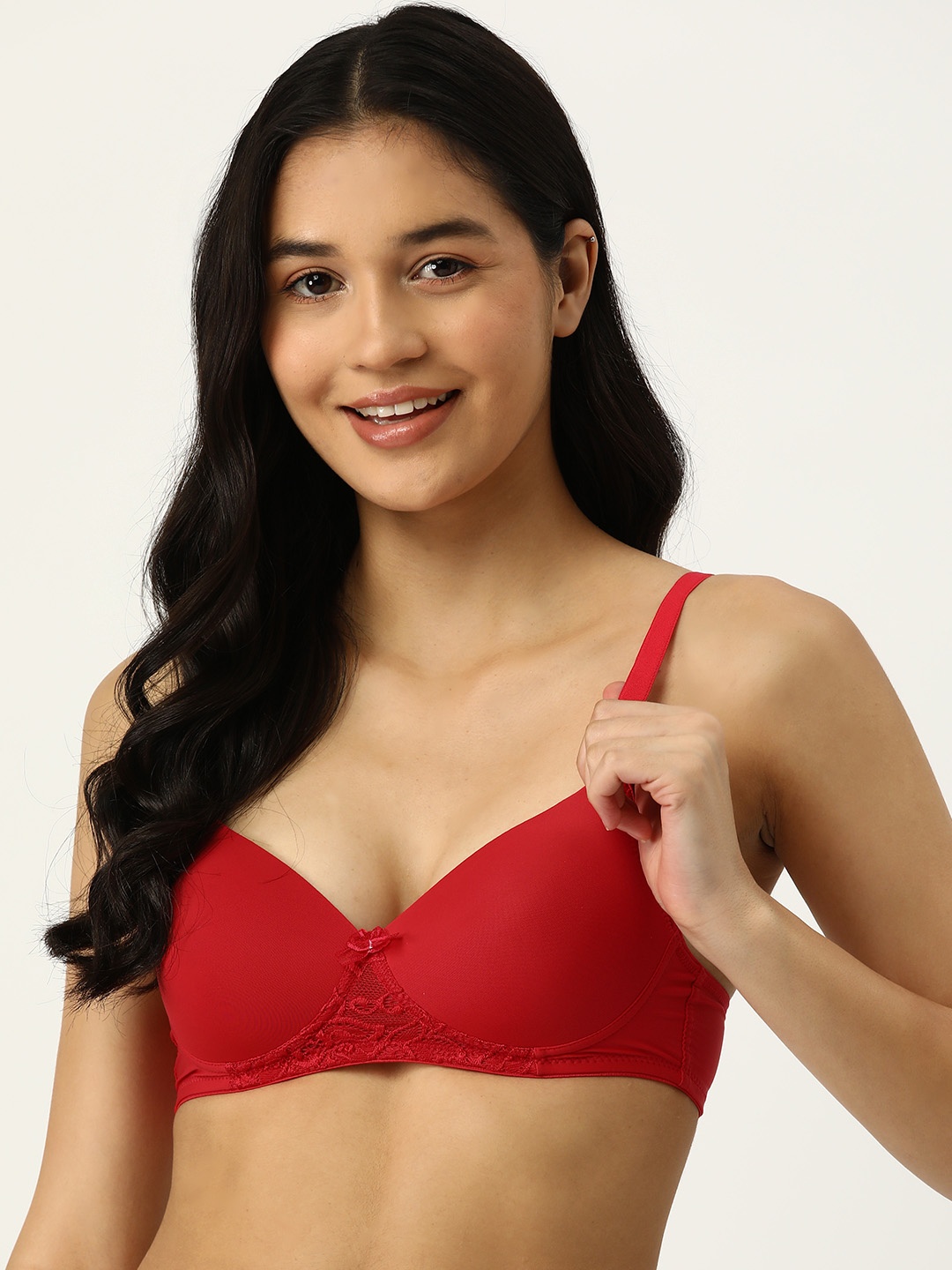 

AMOSIO Full Coverage Lightly Padded Seamless T-shirt Bra, Red