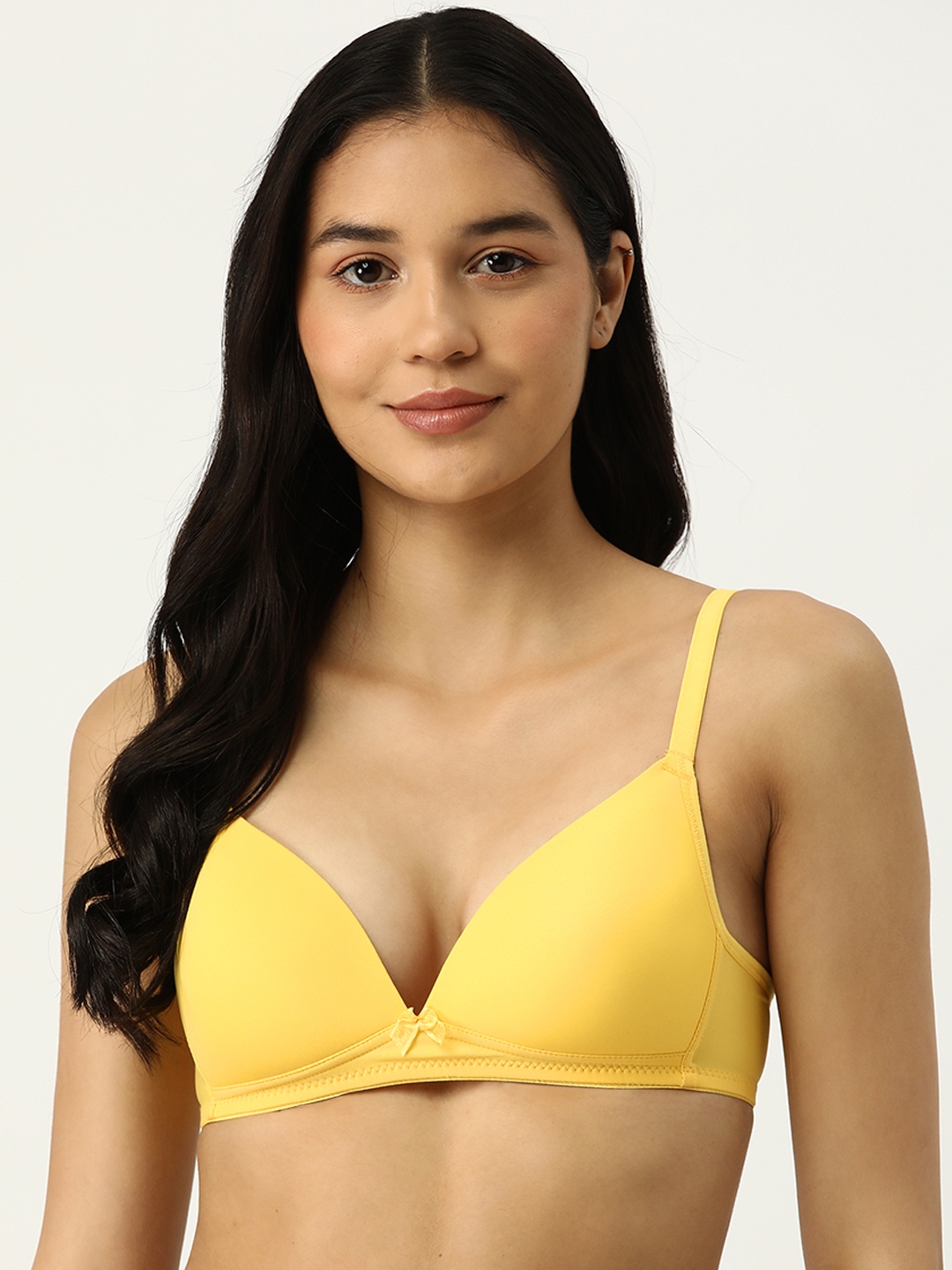 

AMOSIO Medium Coverage Lightly Padded Seamless T-shirt Bra, Yellow