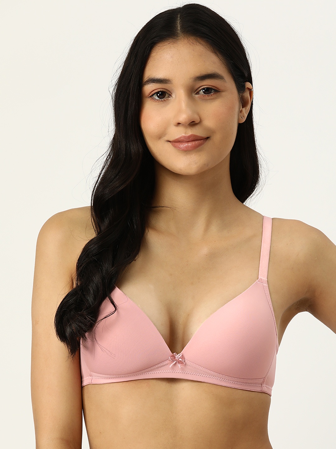 

AMOSIO Medium Coverage Lightly Padded Seamless T-shirt Bra, Pink