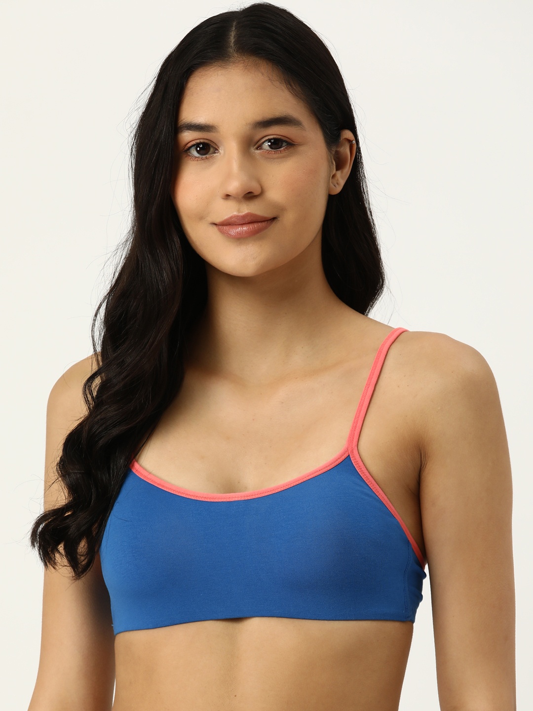 

AMOSIO Striped Full Coverage Non Padded T-shirt Bra, Navy blue