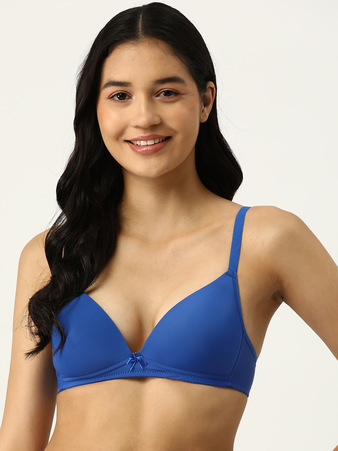 

AMOSIO Medium Coverage Lightly Padded Seamless T-shirt Bra, Blue