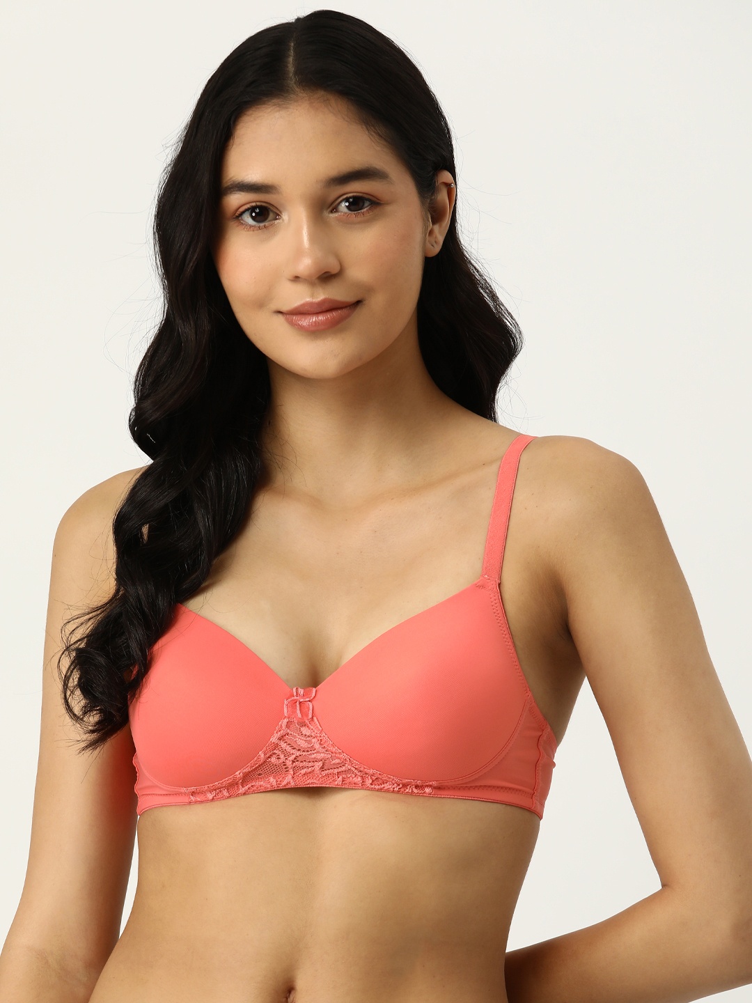 

AMOSIO Full Coverage Lightly Padded Seamless T-shirt Bra, Orange