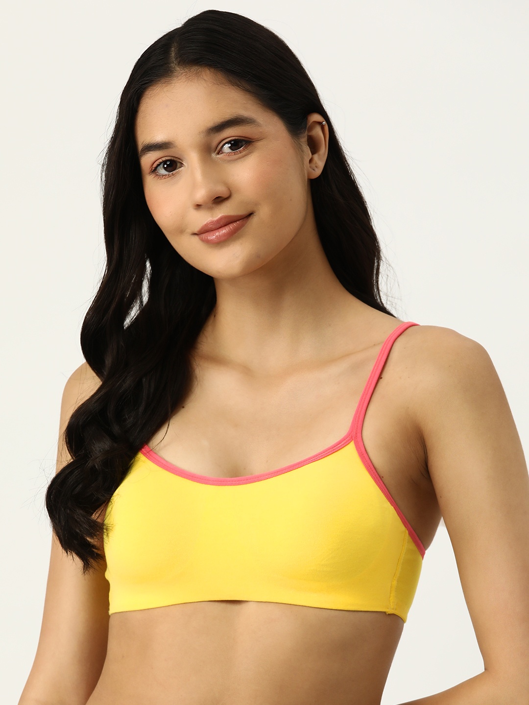 

AMOSIO Striped Full Coverage Non Padded T-shirt Bra, Yellow