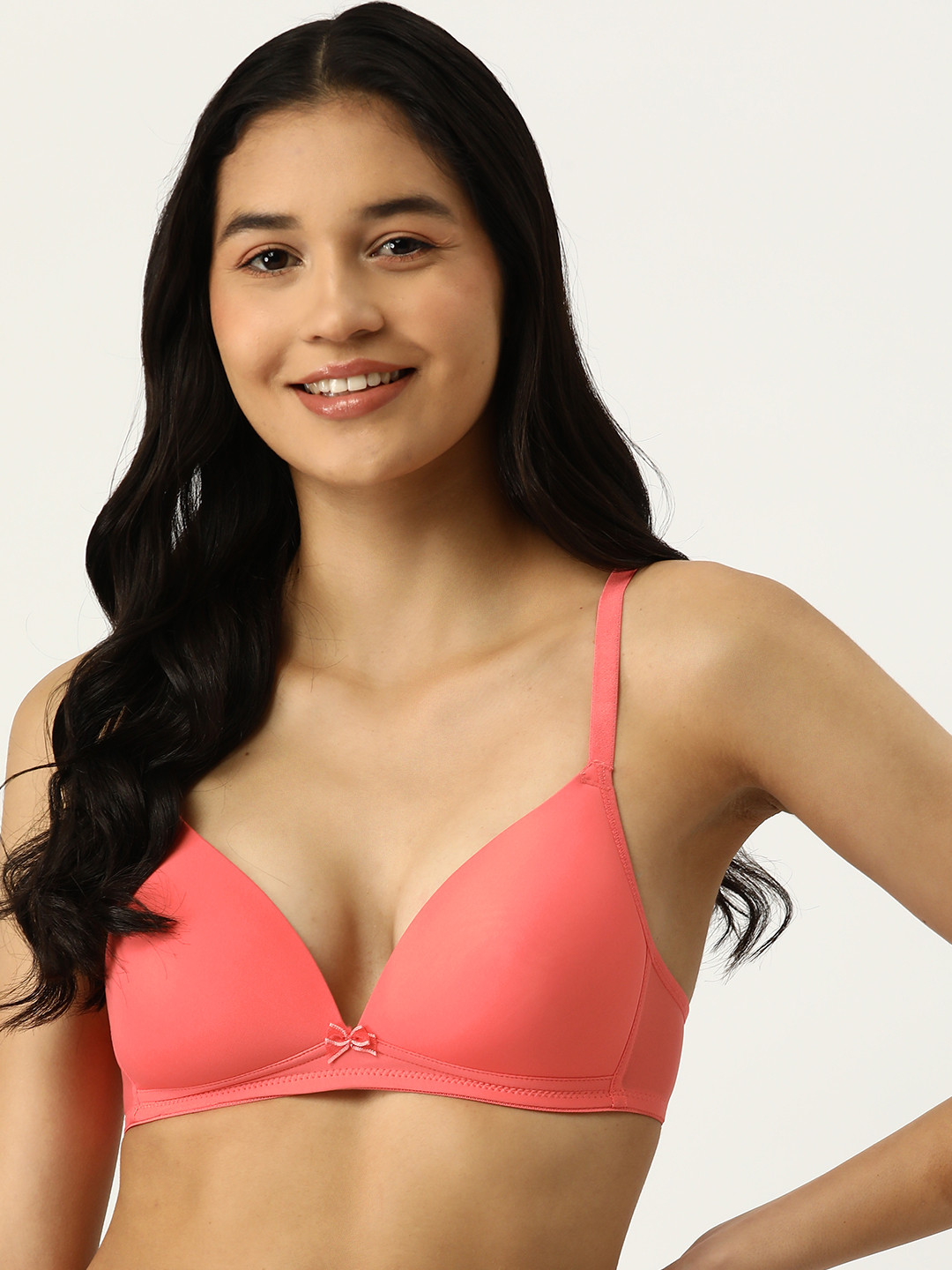 

AMOSIO Full Coverage Lightly Padded Seamless T-shirt Bra, Orange