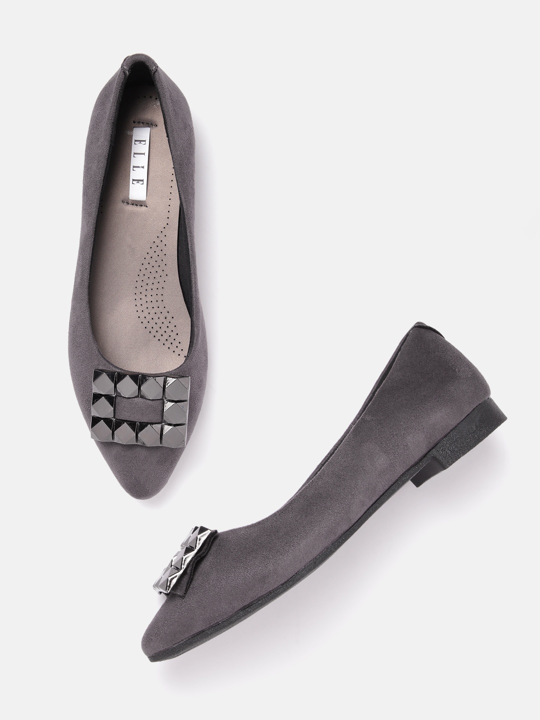 

ELLE Women Metallic Detail Ballerinas, Grey