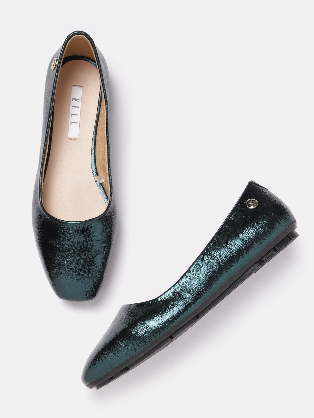 

ELLE Women Solid Ballerinas with Sheen Effect, Green