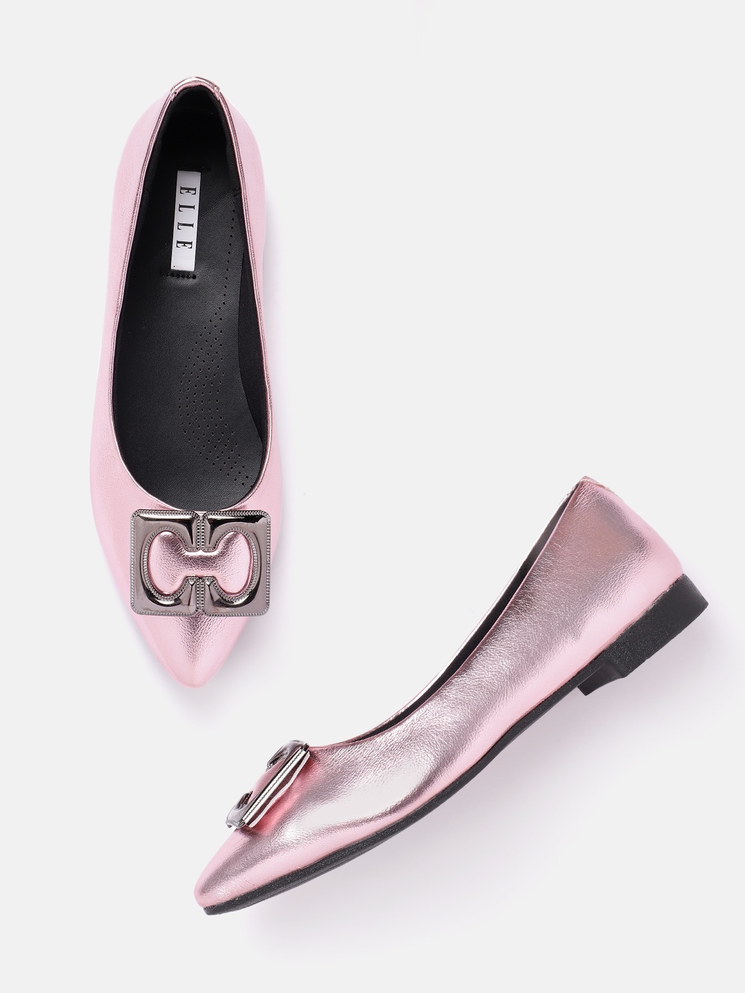 

ELLE Women Metallic Detail Ballerinas, Pink